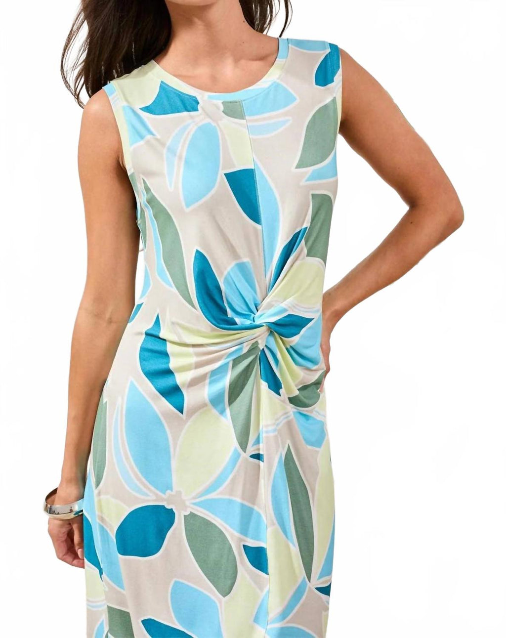 Printed Sleeveless Jersey Dress In Multicolor