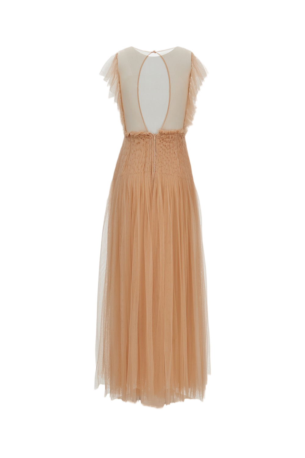 Nude Tulle Long Evening Dress