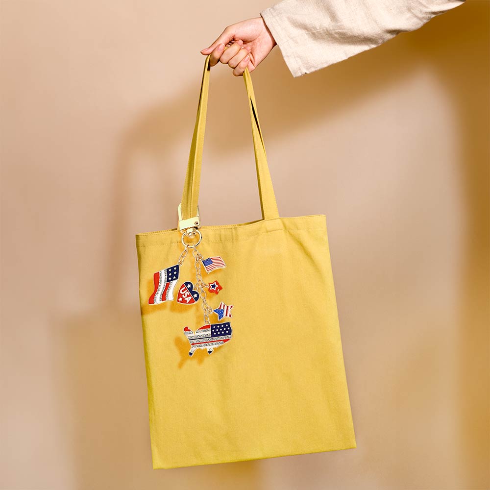 American USA Flag Star Charm Drop Keychain Bag Charm