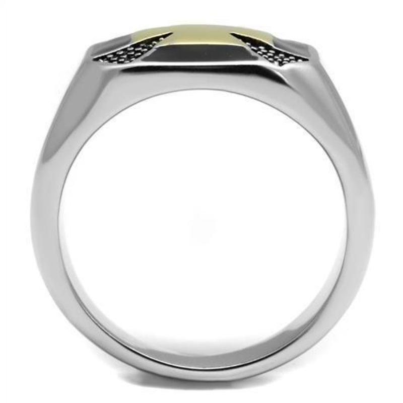 Two-Tone IP Gold (Ion Plating) Stainless Steel Ring with Epoxy in Jet