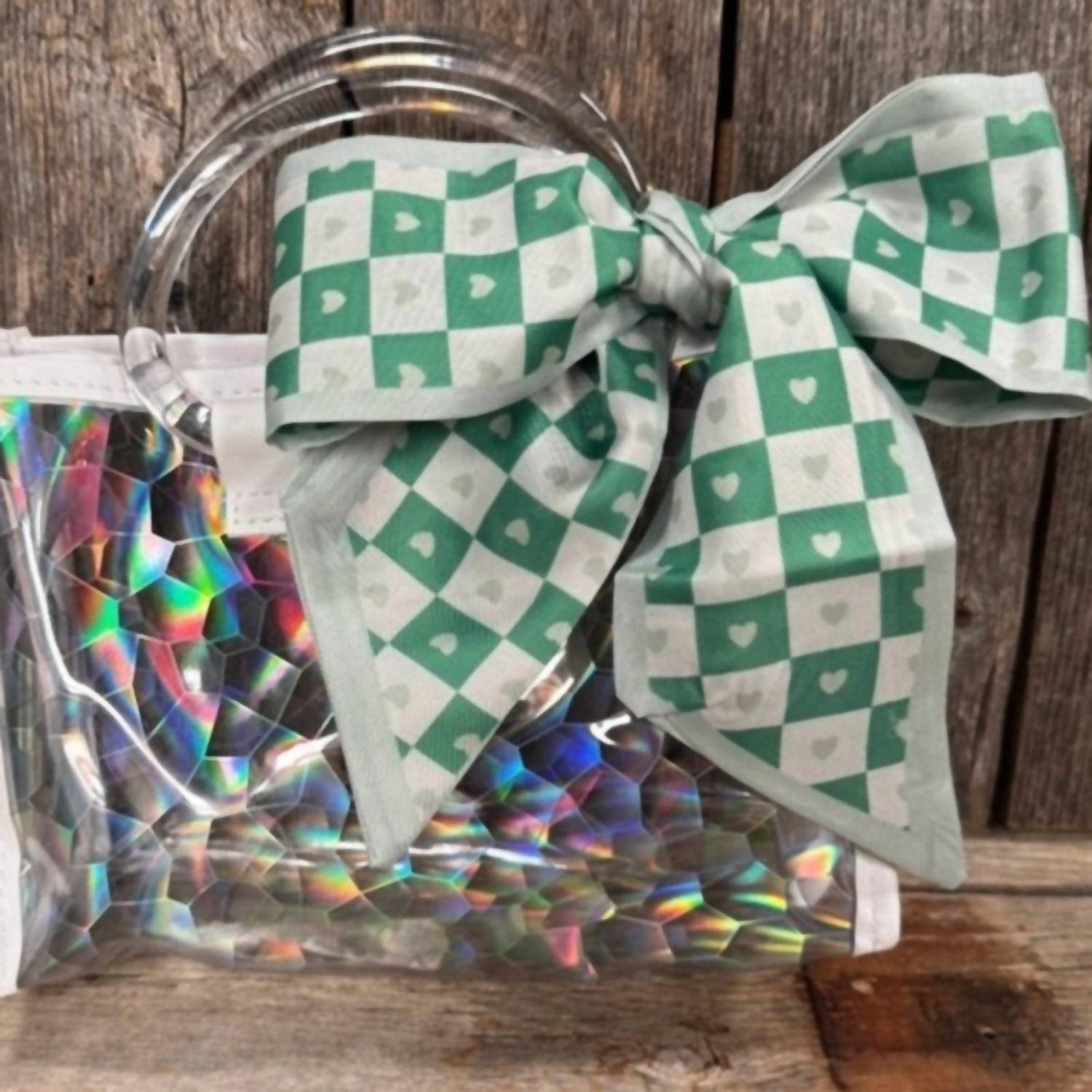 Women's Checkered Skinny Wild Rag Scarf In Green