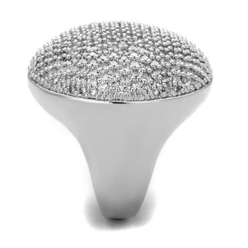 Rhodium Brass Ring with AAA Grade CZ in Clear