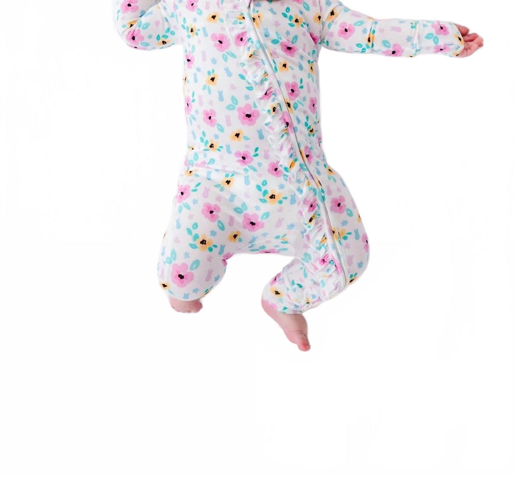 Peeps And Petals Ruffle Convertible Romper In White