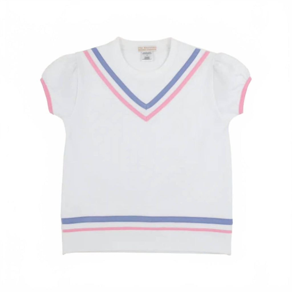 Short Puff Sleeve Cassidy Comfy Crewneck Shirt In Worth Avenue White