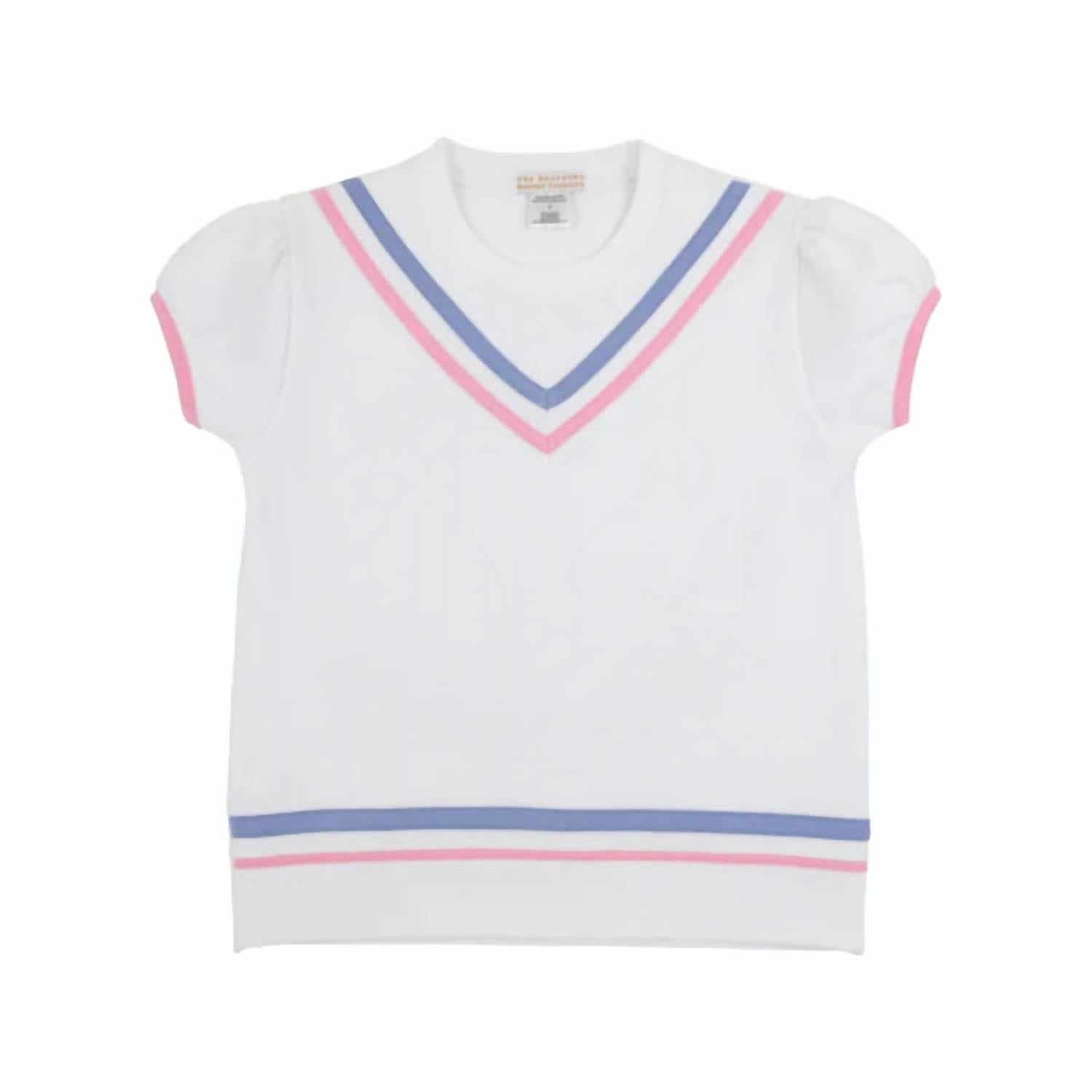 Short Puff Sleeve Cassidy Comfy Crewneck Shirt In Worth Avenue White