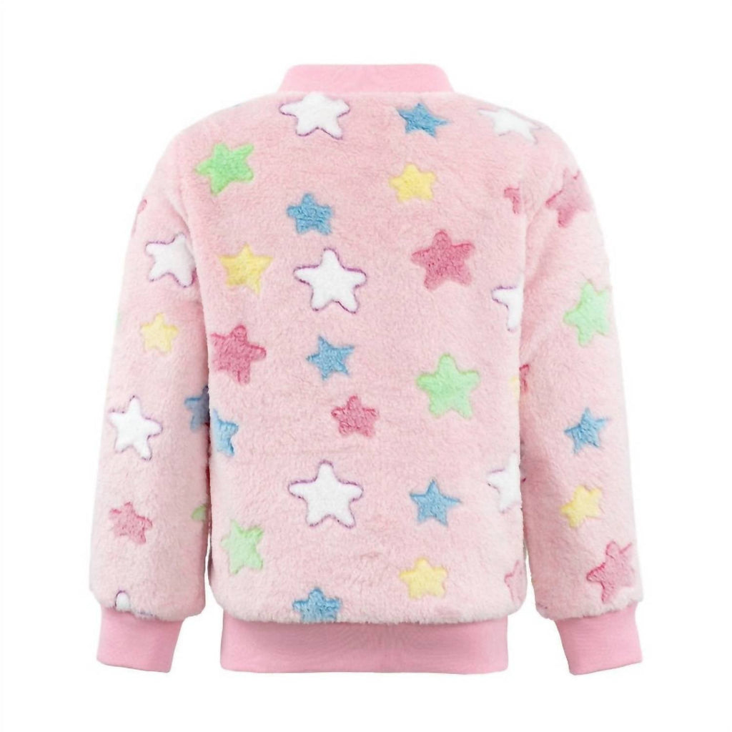 Kid's Fuzzy Reversible Bomber Jacket In Pink