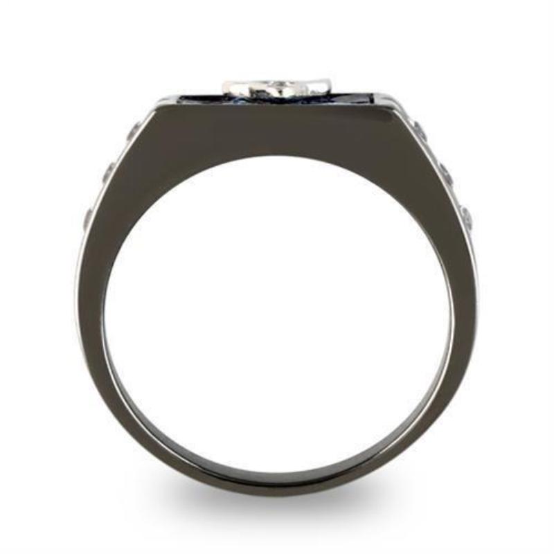 Two-Tone IP Black Stainless Steel Ring with AAA Grade CZ in Clear
