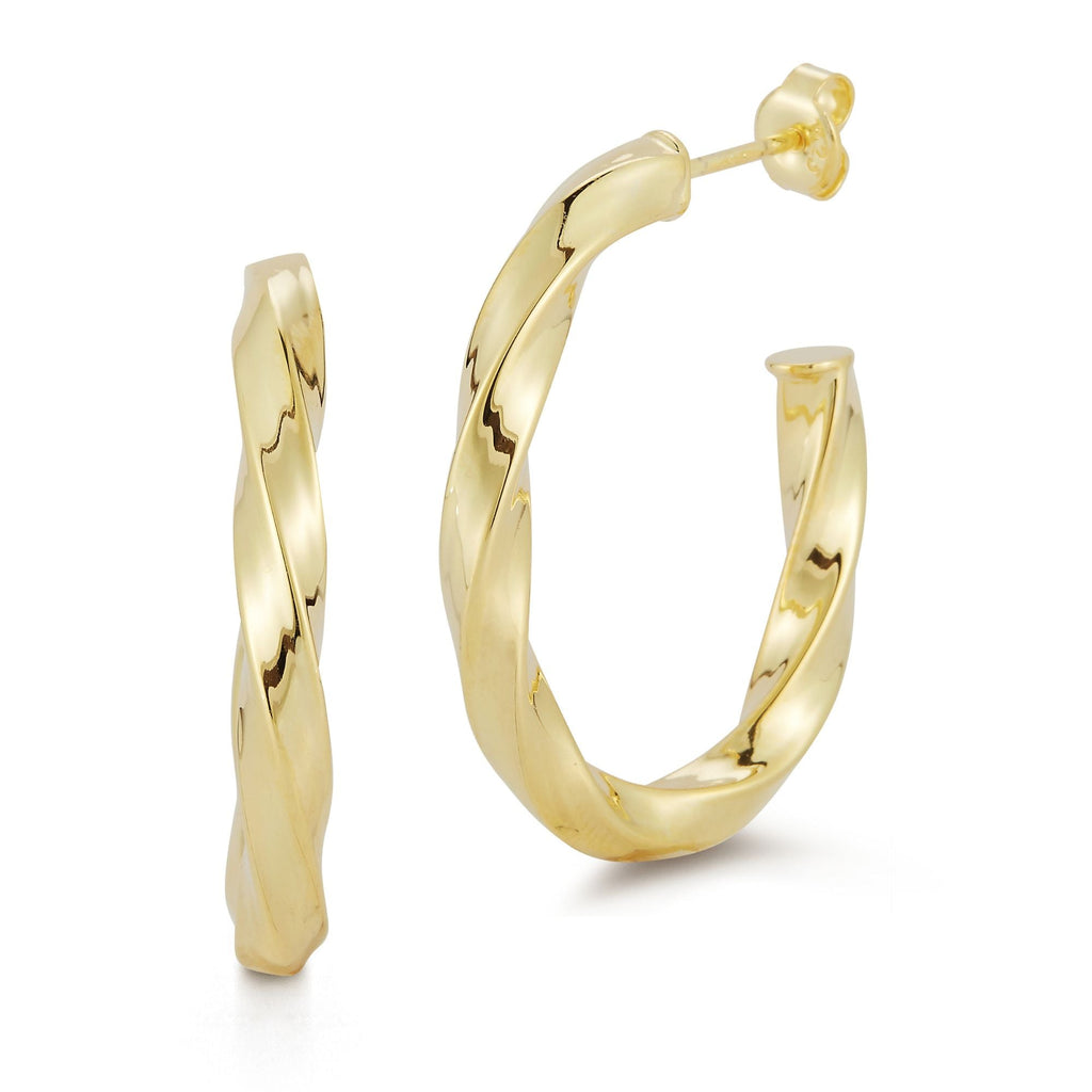 Sterling Silver Oval Twist Hoops