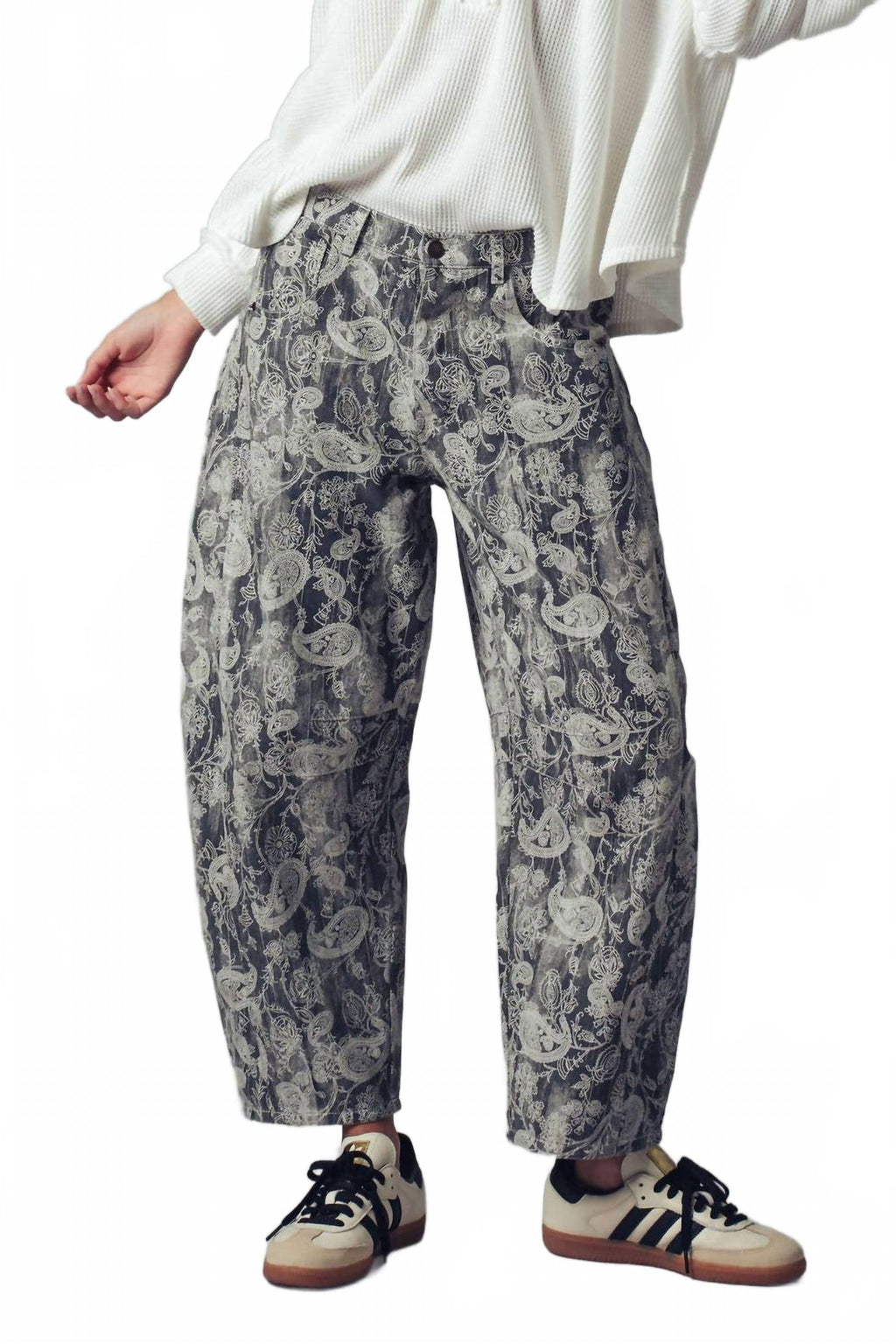 Paisley Print Cropped Wide Leg Pants In Multi