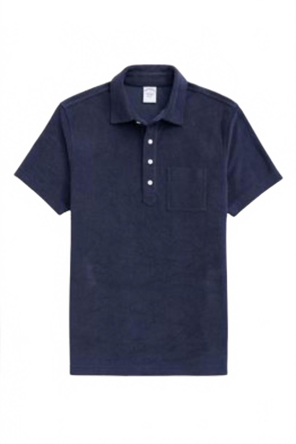 Cotton Terry Polo Shirt In Navy