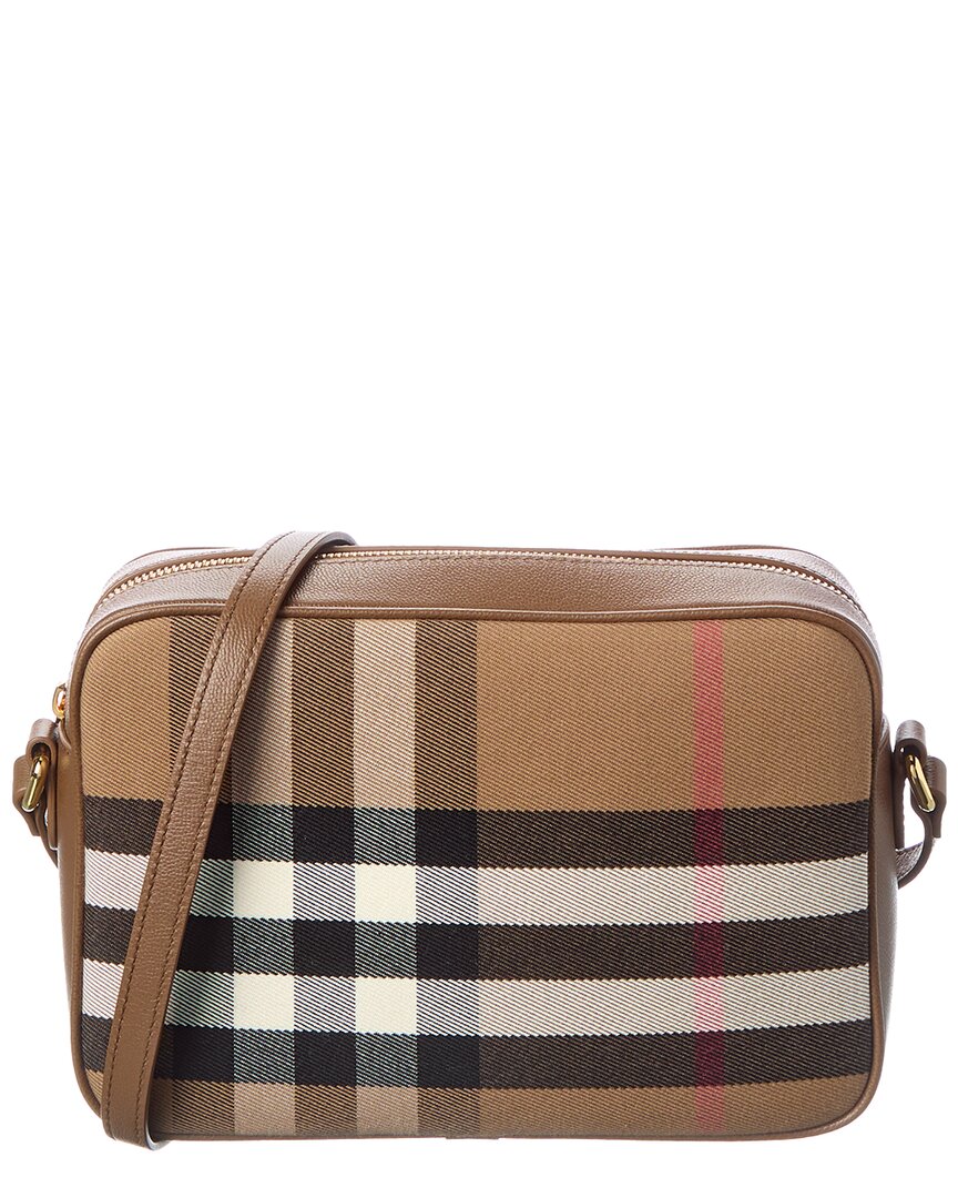 Burberry Check Canvas & Leather Shoulder Bag