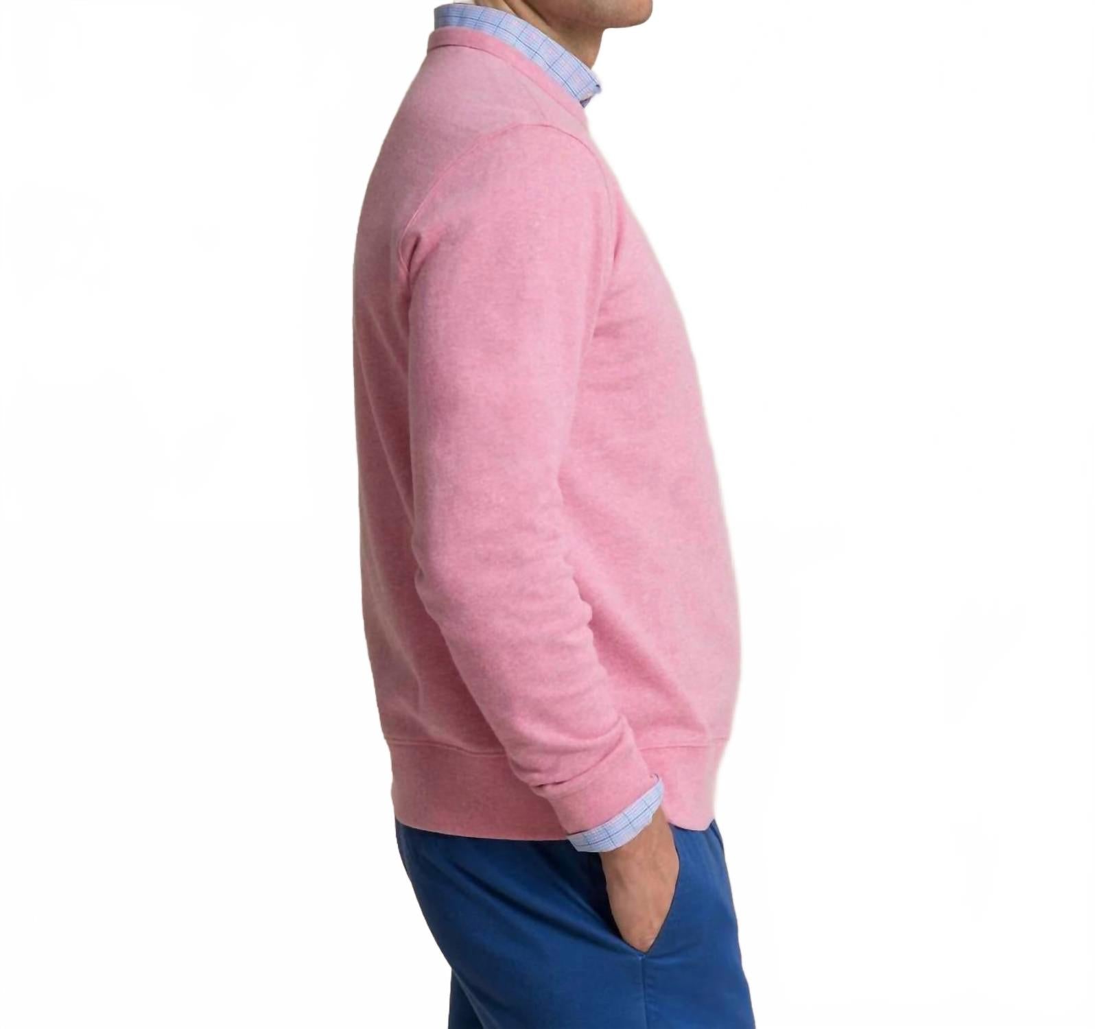 Upper Deck Crew Sweater In Heather Sea Pink