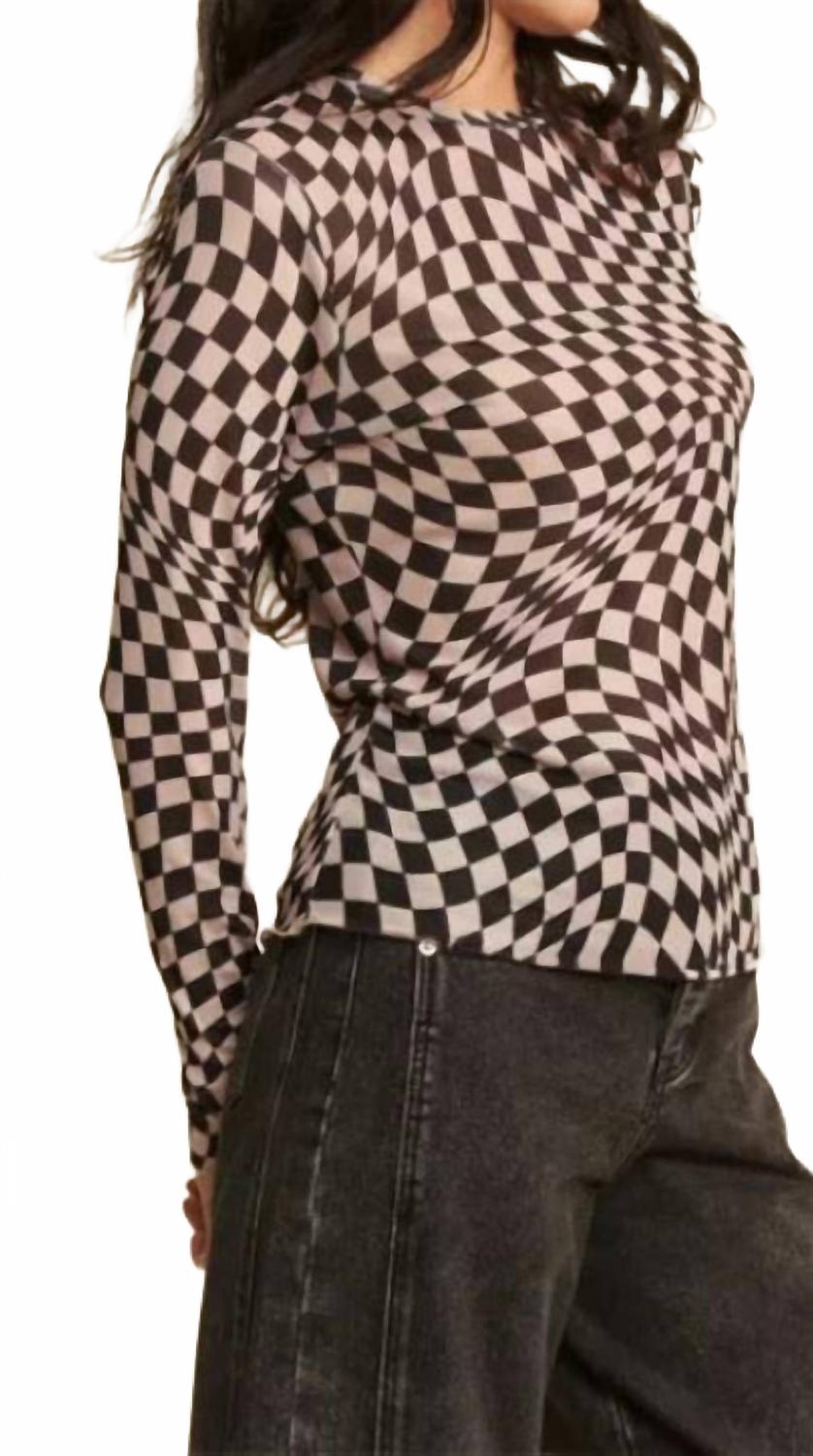 Checkered Burnout Top In Black