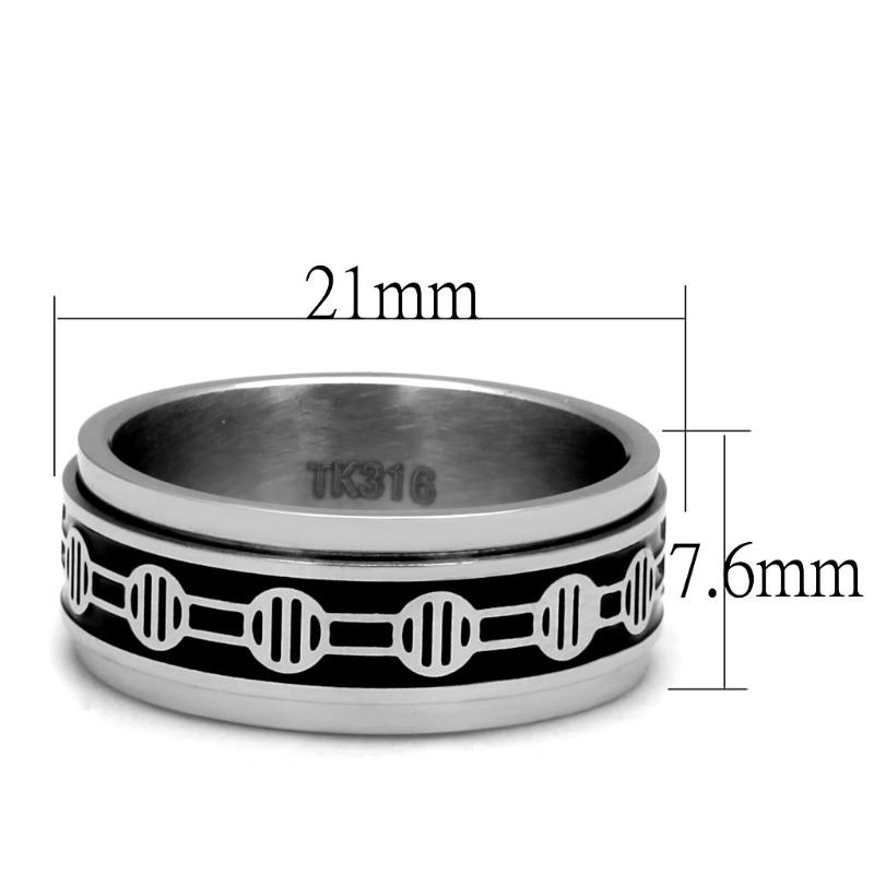 High polished (no plating) Stainless Steel Ring with Epoxy in Jet
