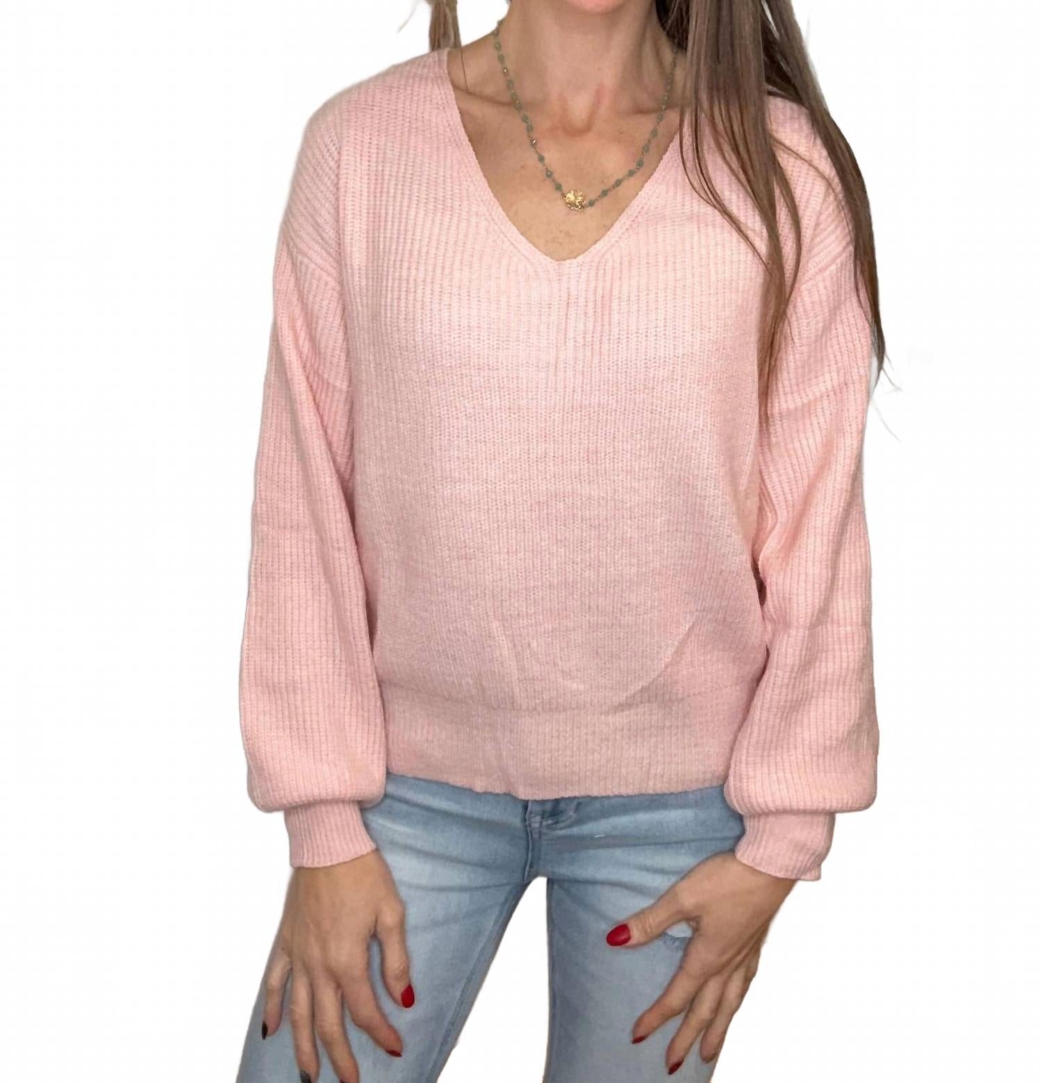 Bethany Bow Knit Sweater In Pink