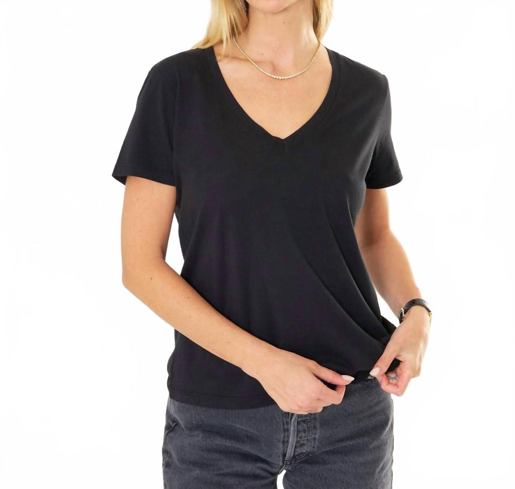 Charleston V Neck Tee In Black