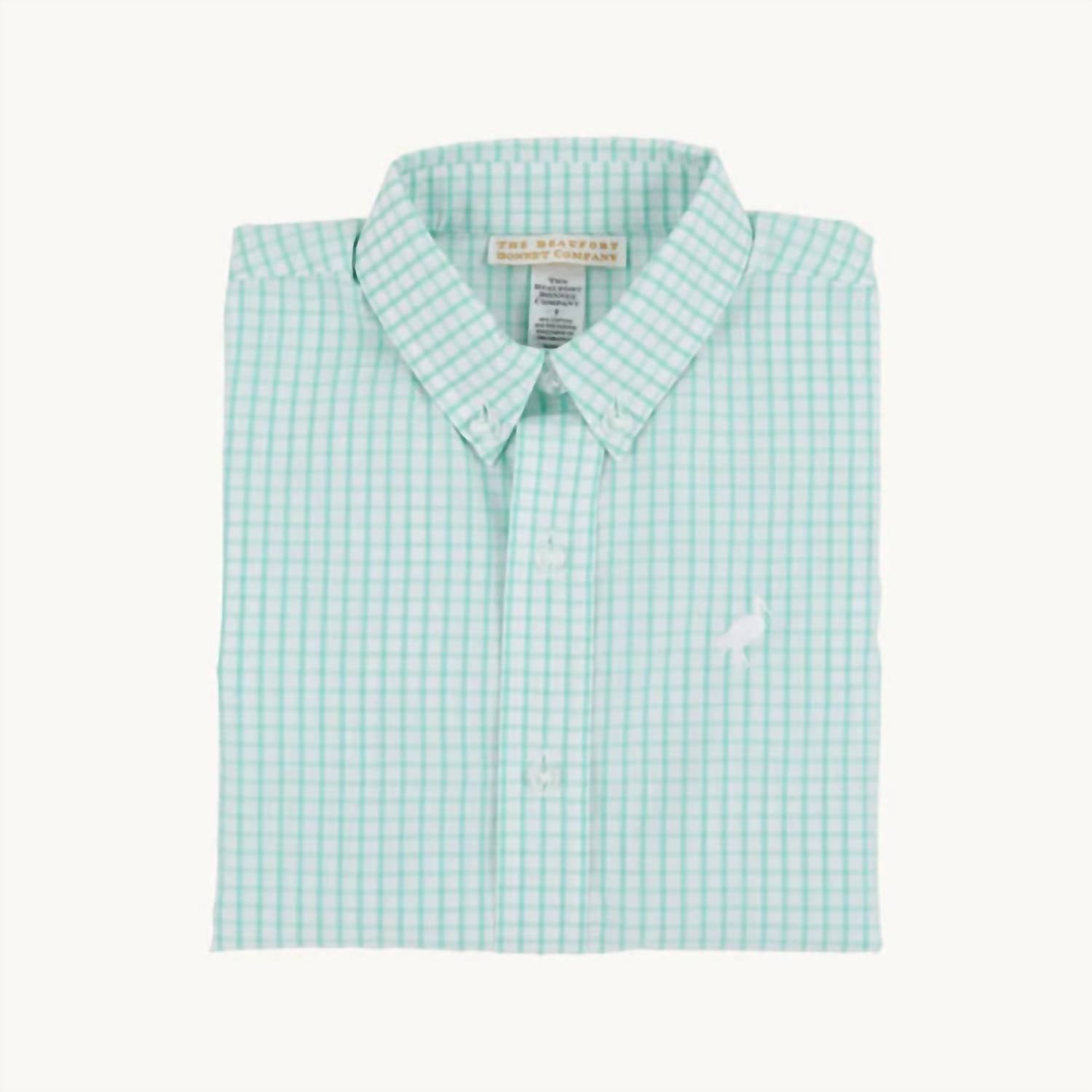 Dean's List Dress Shirt In Turks Teal Windowpane