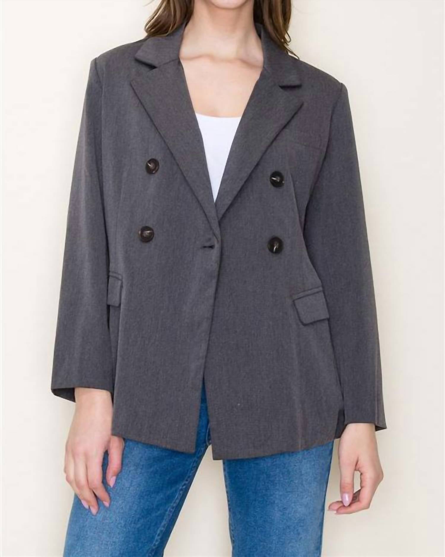 Tailored Loose Fit Lined Blazer In Charcoal