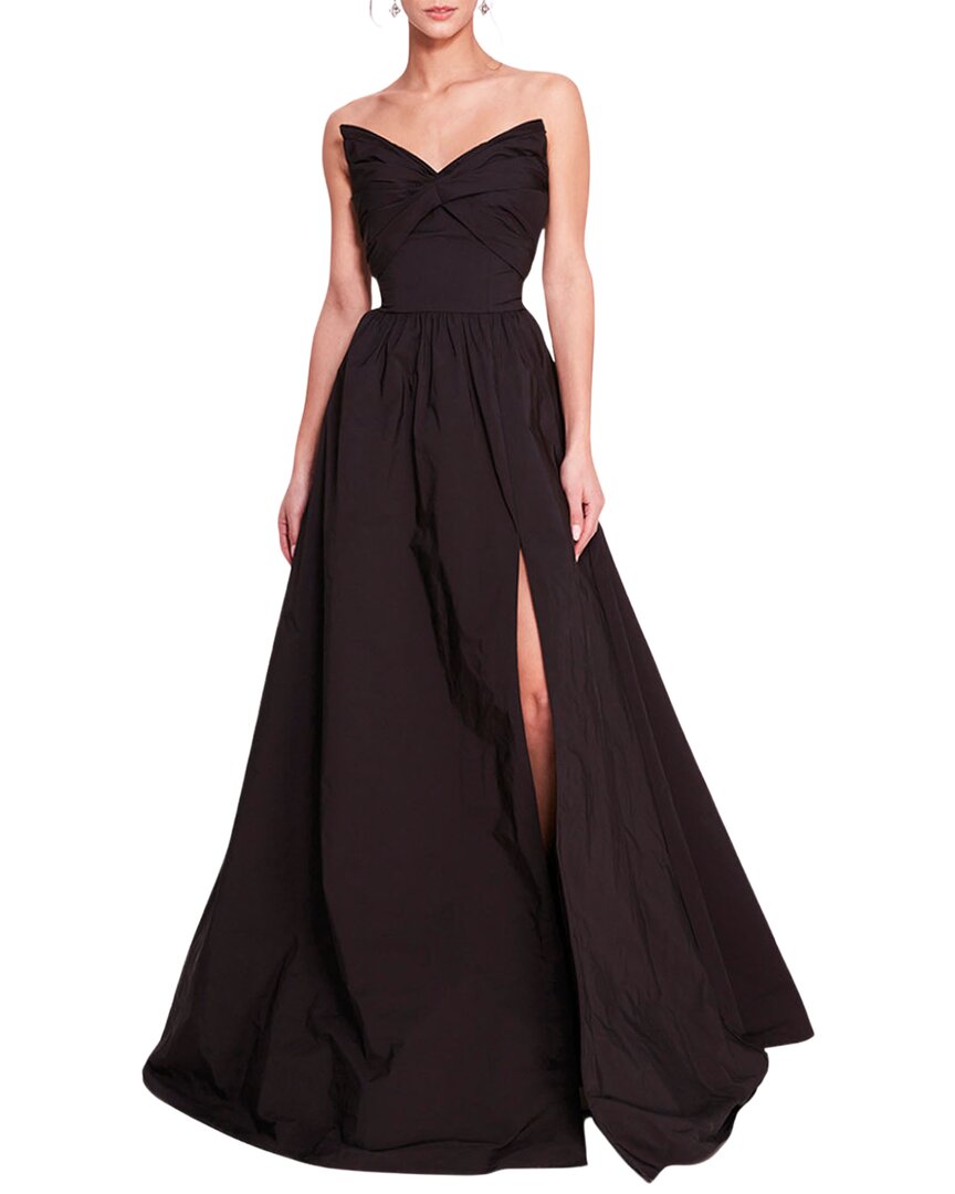 Marchesa Notte Pleated Taffeta Gown