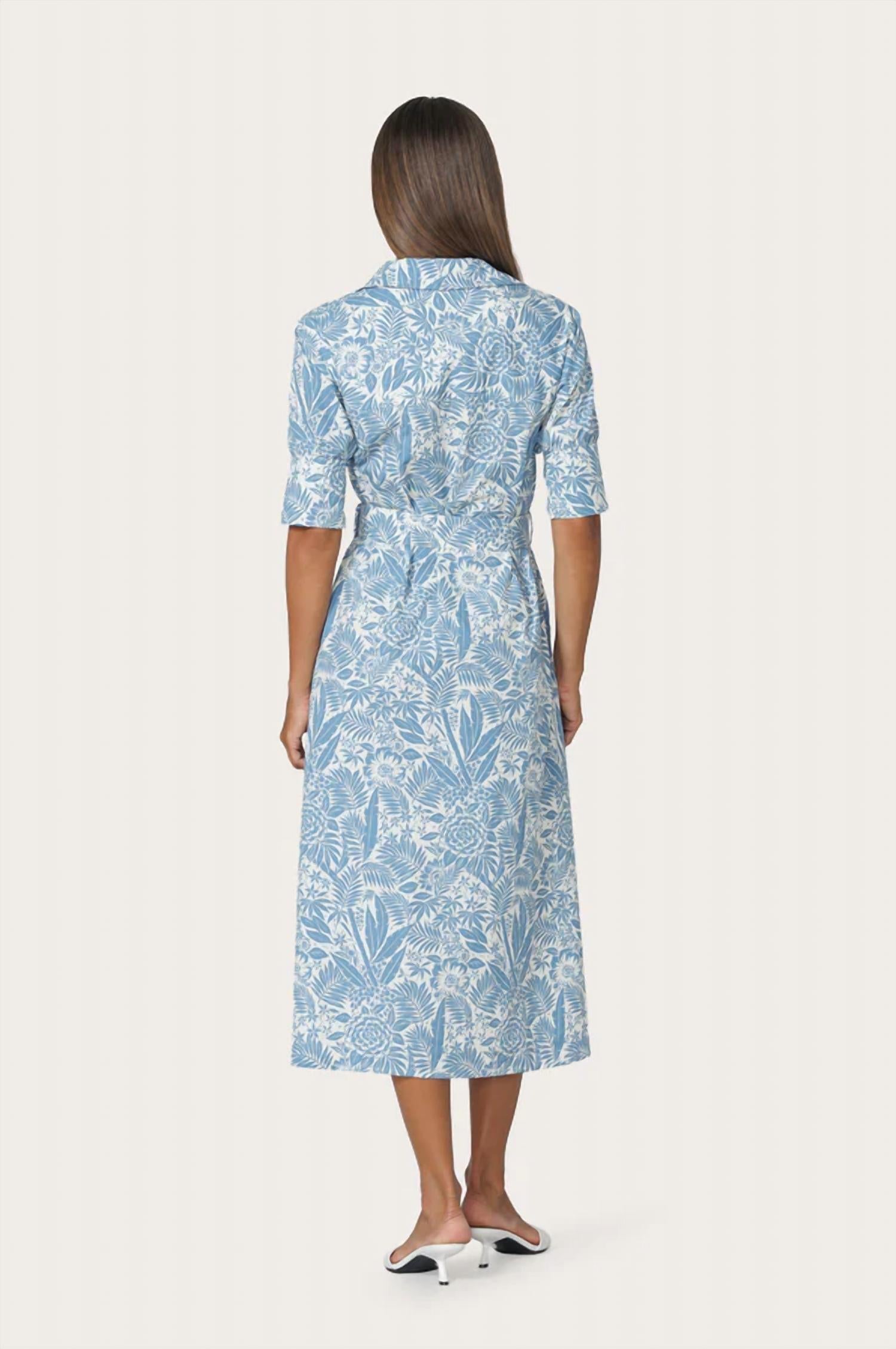 Chrissie Belted Maxi Poplin Dress In Botanical