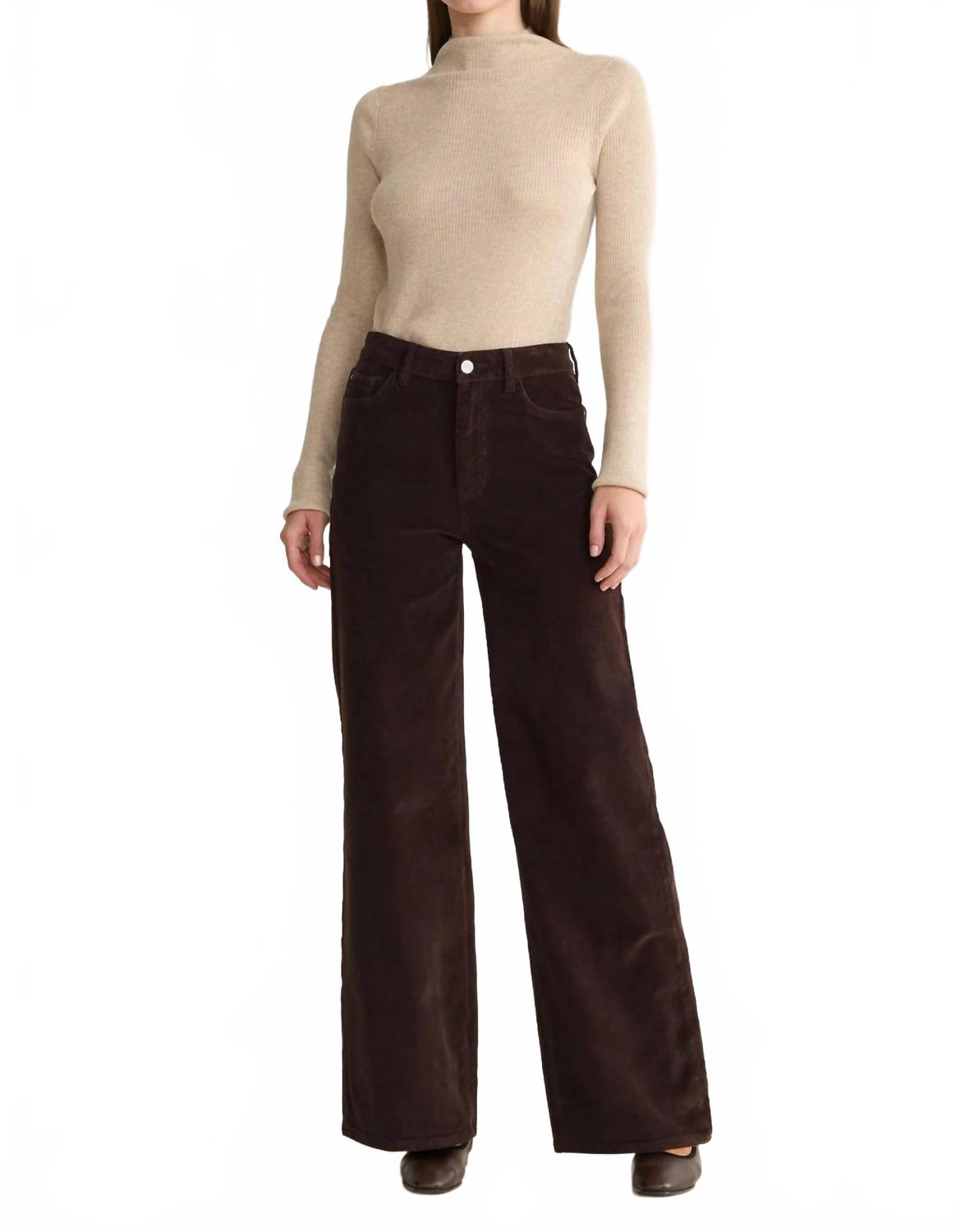 Nce Corduroy Wide Leg Pants In Americano Brown