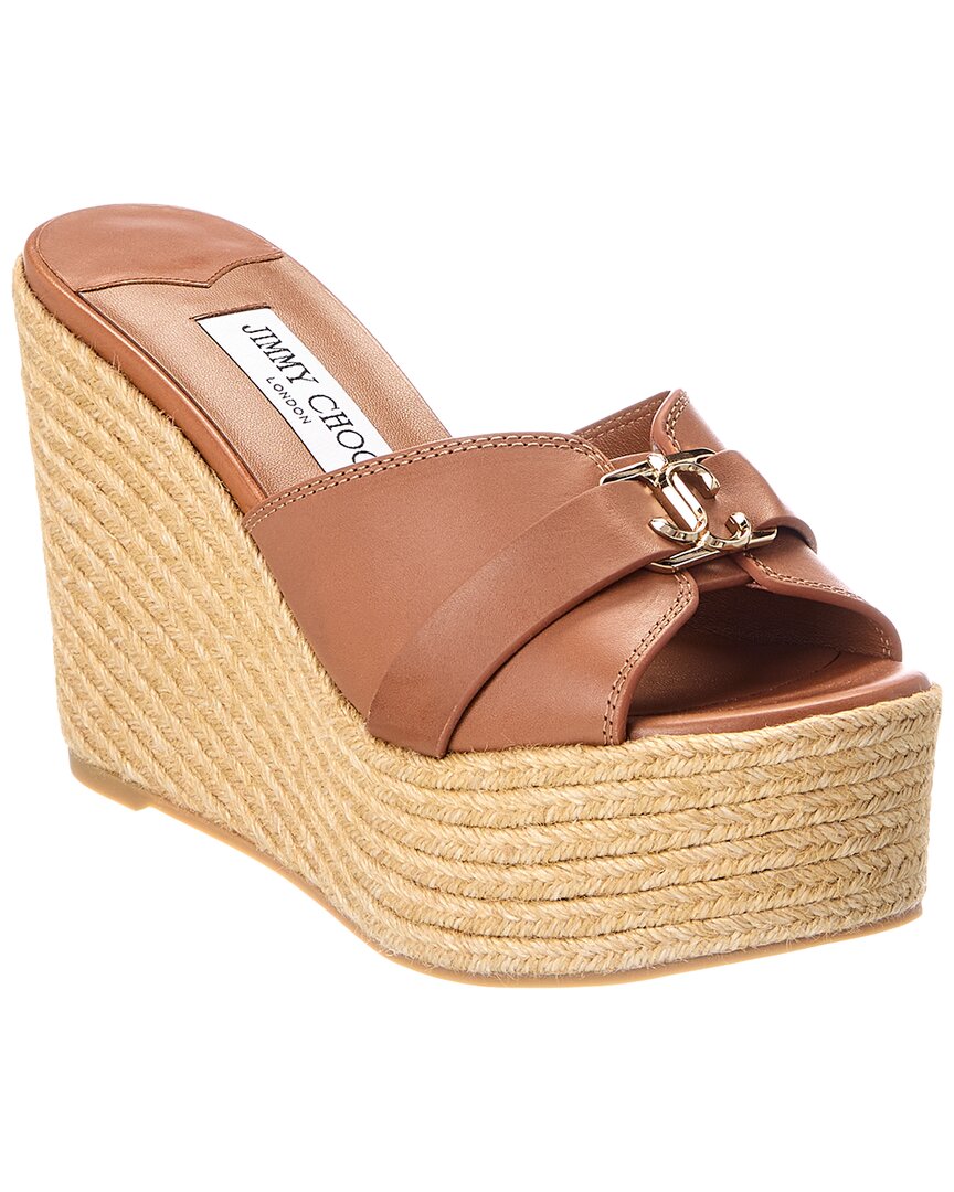 Jimmy Choo Leda 100 Leather Wedge Sandal
