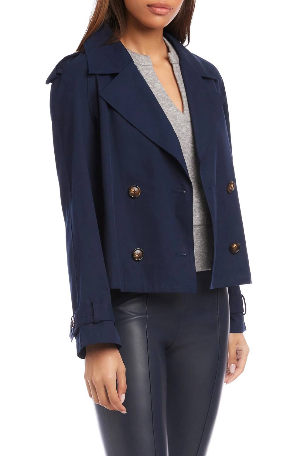 Chelsea Crop Trench Jacket In Navy