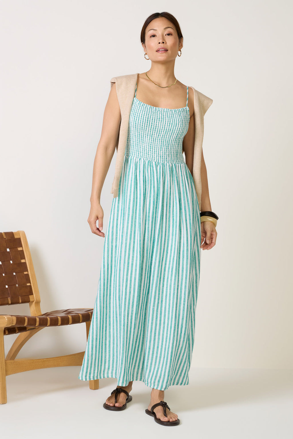 Women's Bayside Striped Linen Dress