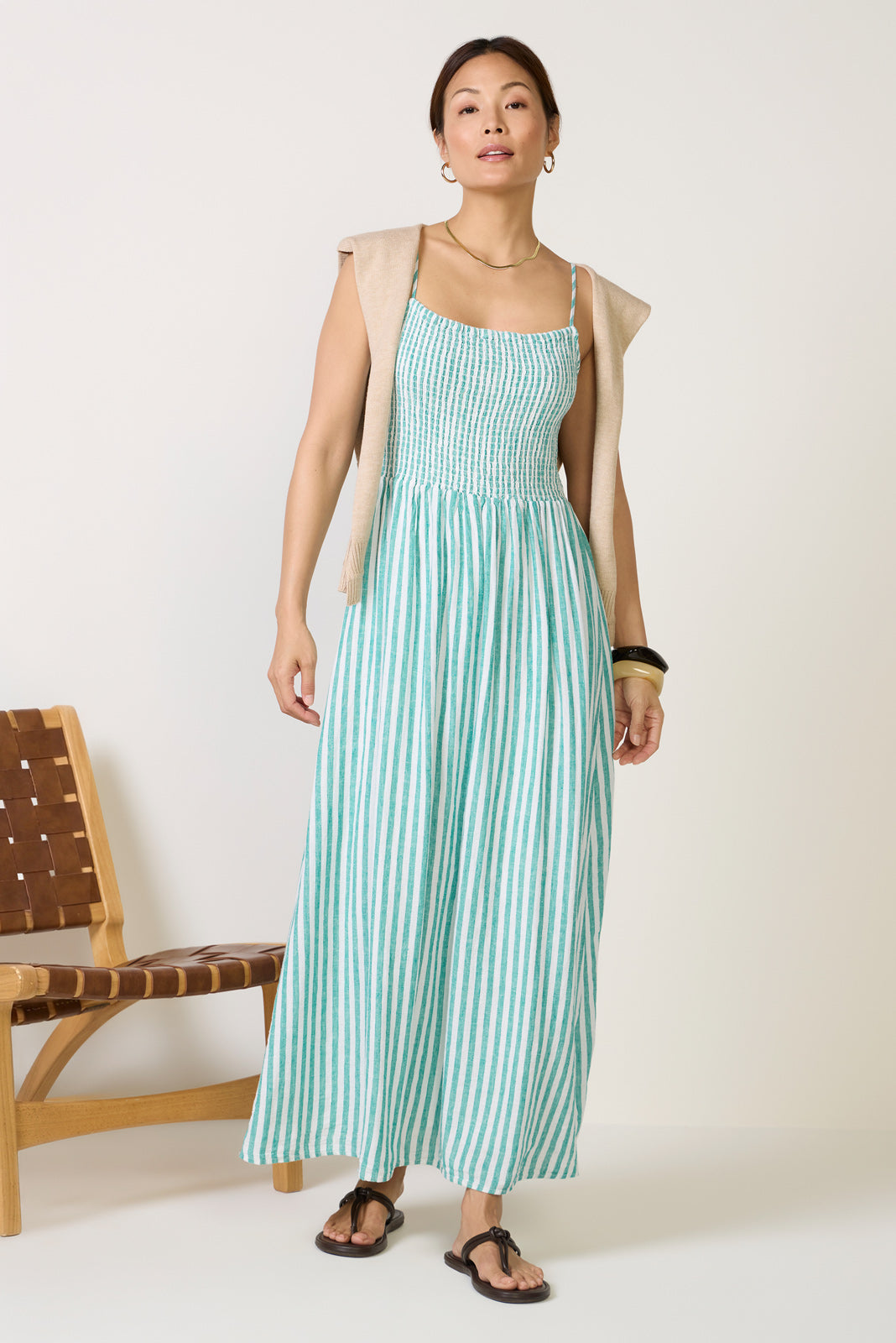Women's Bayside Striped Linen Dress