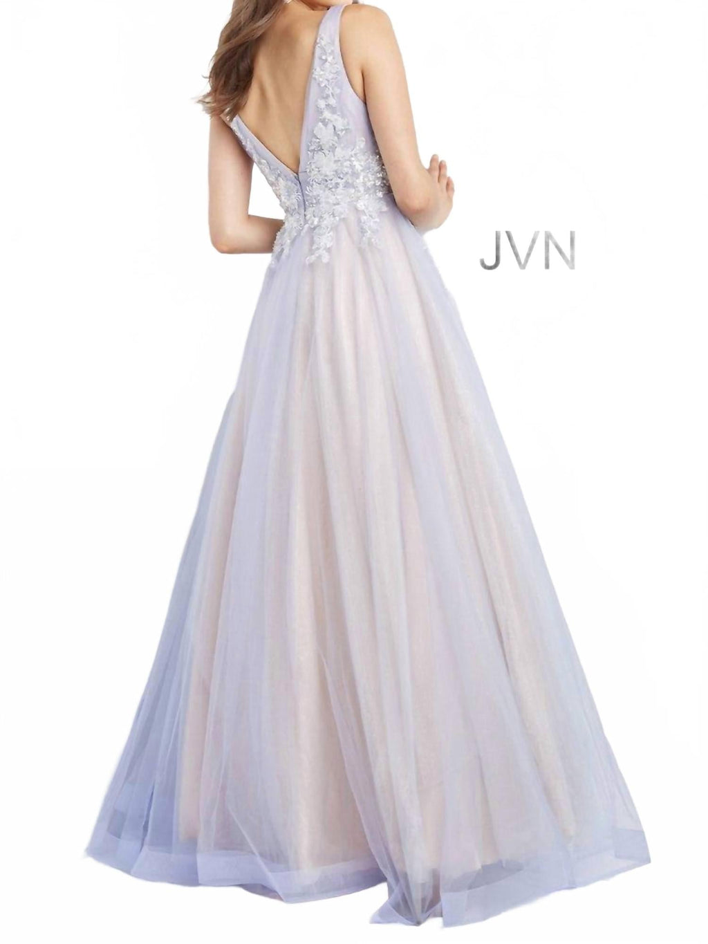 Floral Bodice A-Line Gown In Lavender