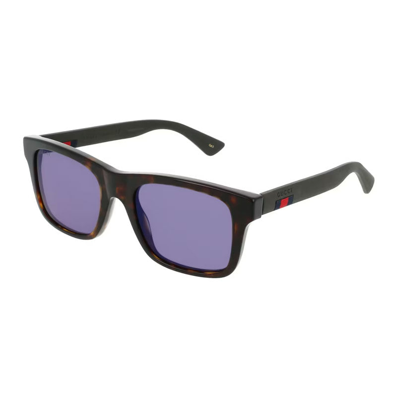 Gucci Sunglasses Square Full Rim, Havana Frame And Blue Lens Gg0008S003
