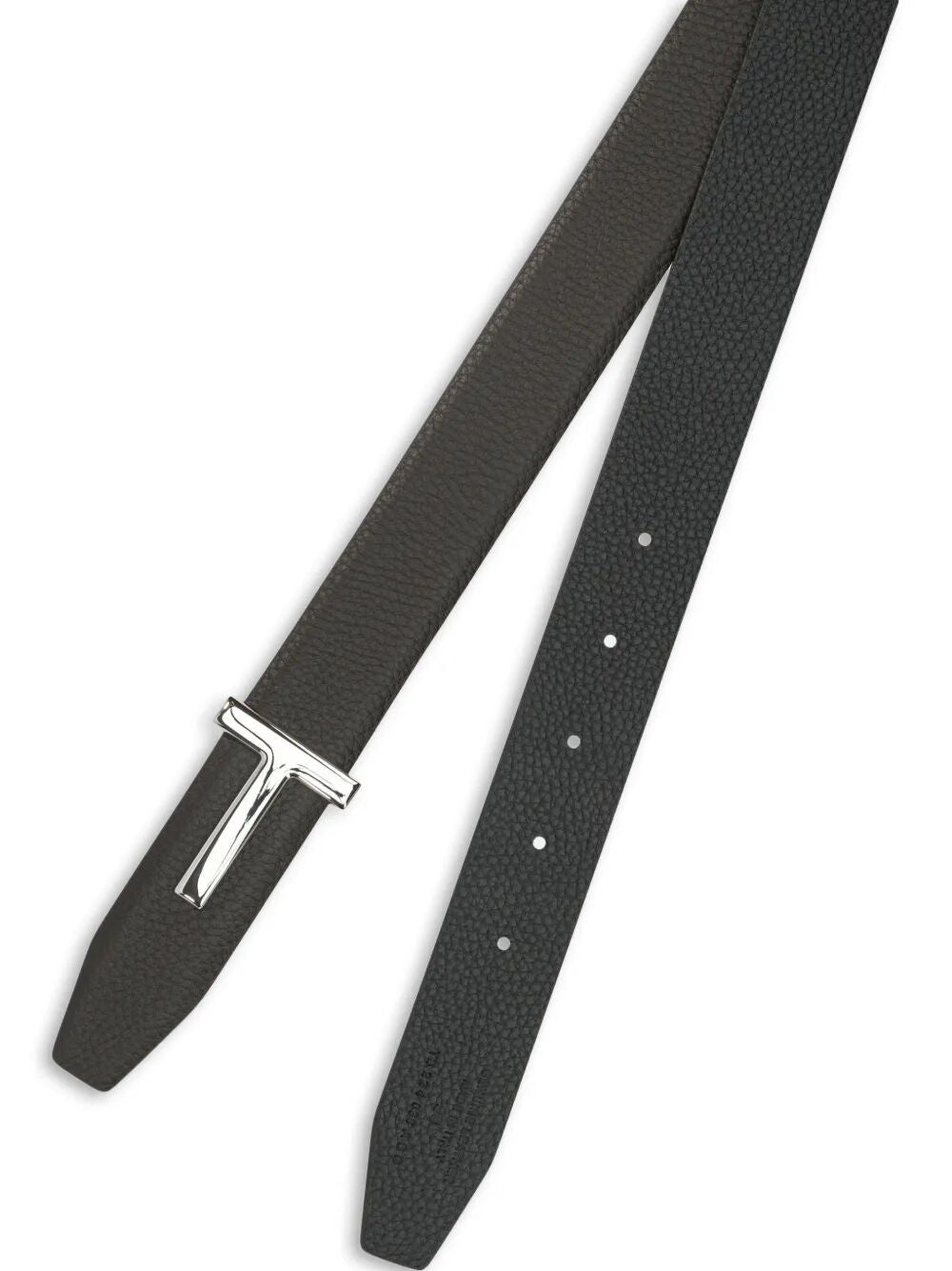 Tom Ford Men T-Buckle Two-Tone Grained Leather Belt