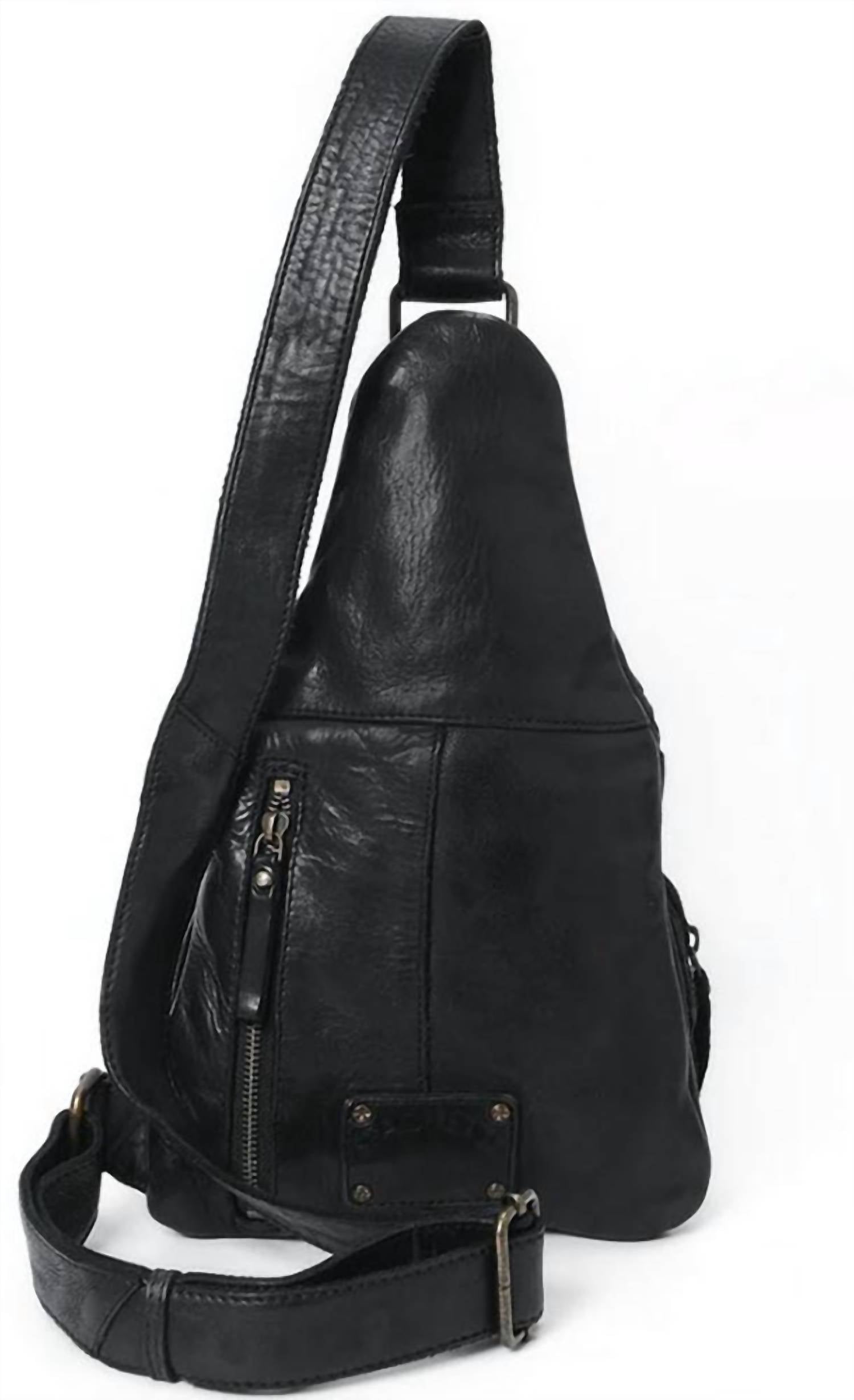 Women's Sling Genuine Leather Purse In Black