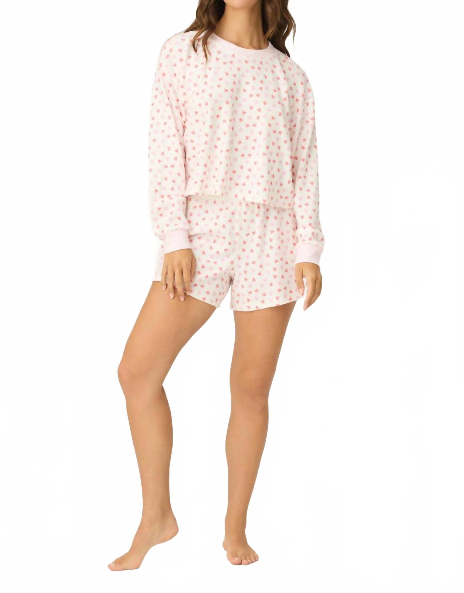 Boyfriend Boxer Heart To Heart Pj Short Set In Ivory