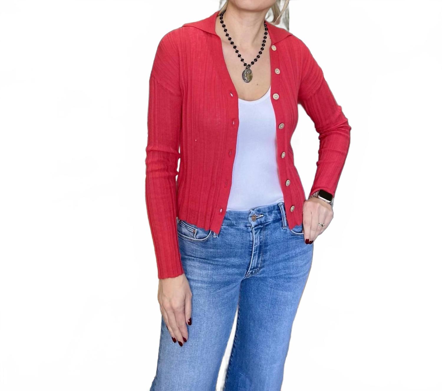Amarabreeze And Barrell Polo Cardigan In Wild Crush