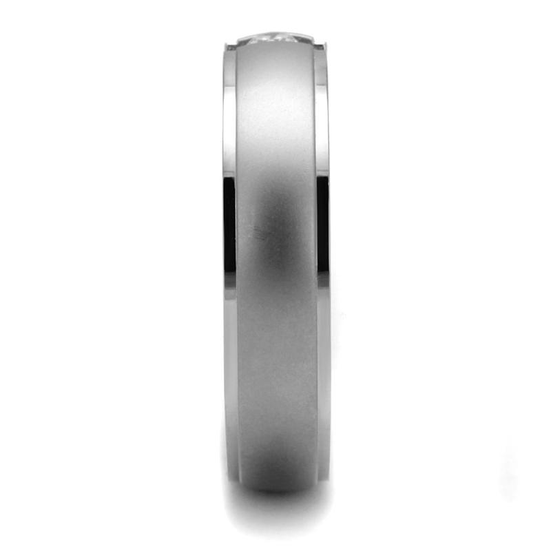High polished (no plating) Stainless Steel Ring with AAA Grade CZ in Clear