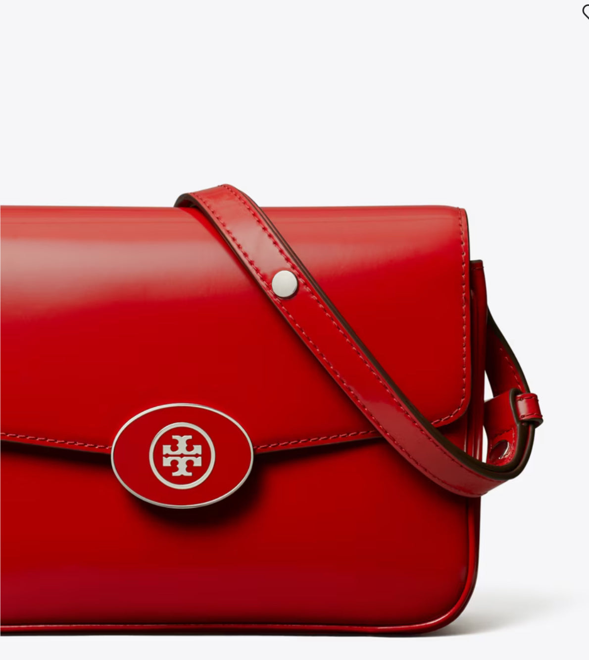 NWT Tory Burch Robinson Spazzolato Convertible Leather Shoulder Bag In Red With Dust Bag