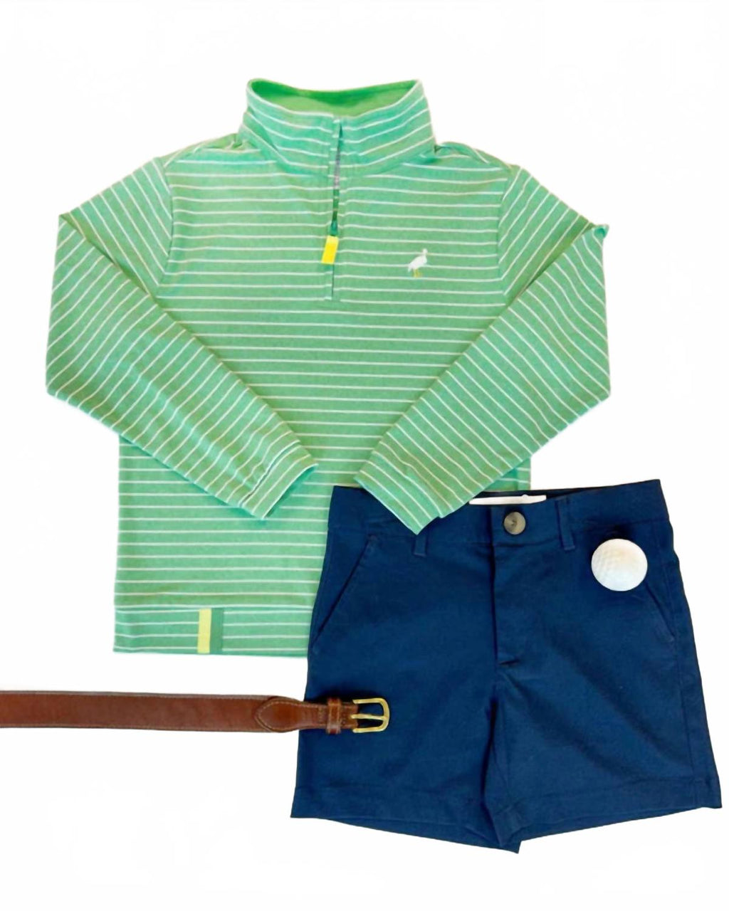 Boy's Prepletic Hayword Half Zip Sweatshirt In Gibson Island Green Stripe