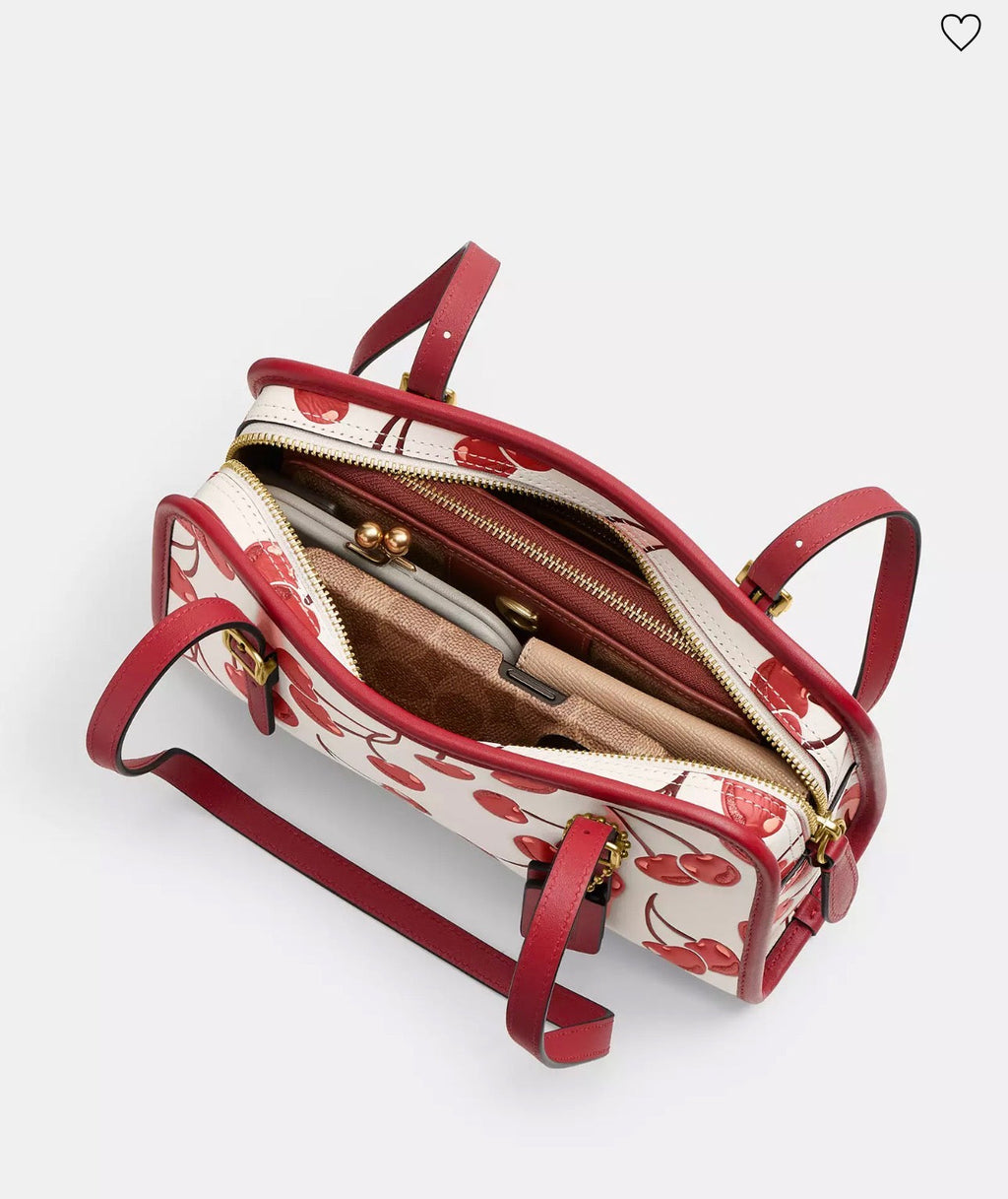 NWT Coach Leather Swing Zip Bag With Cherry Print