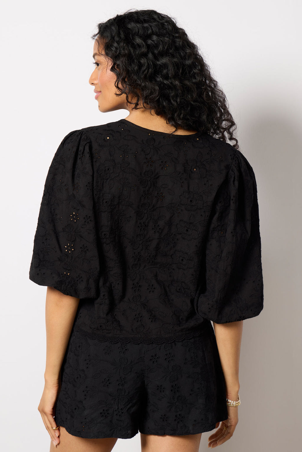 Women's Tie Front Eyelet Top
