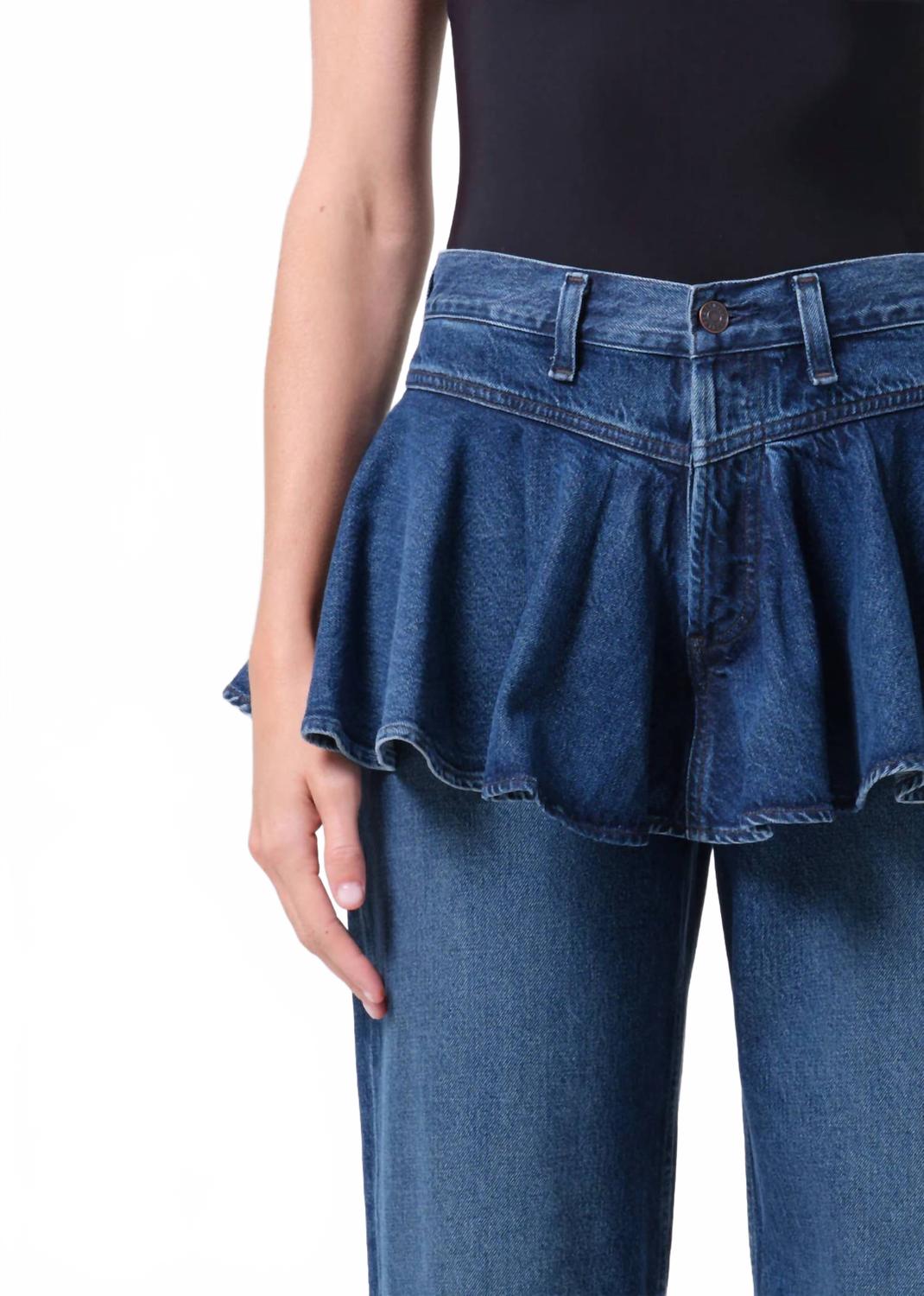 Peplum Mid-Rise Straight Leg Jeans In Peak