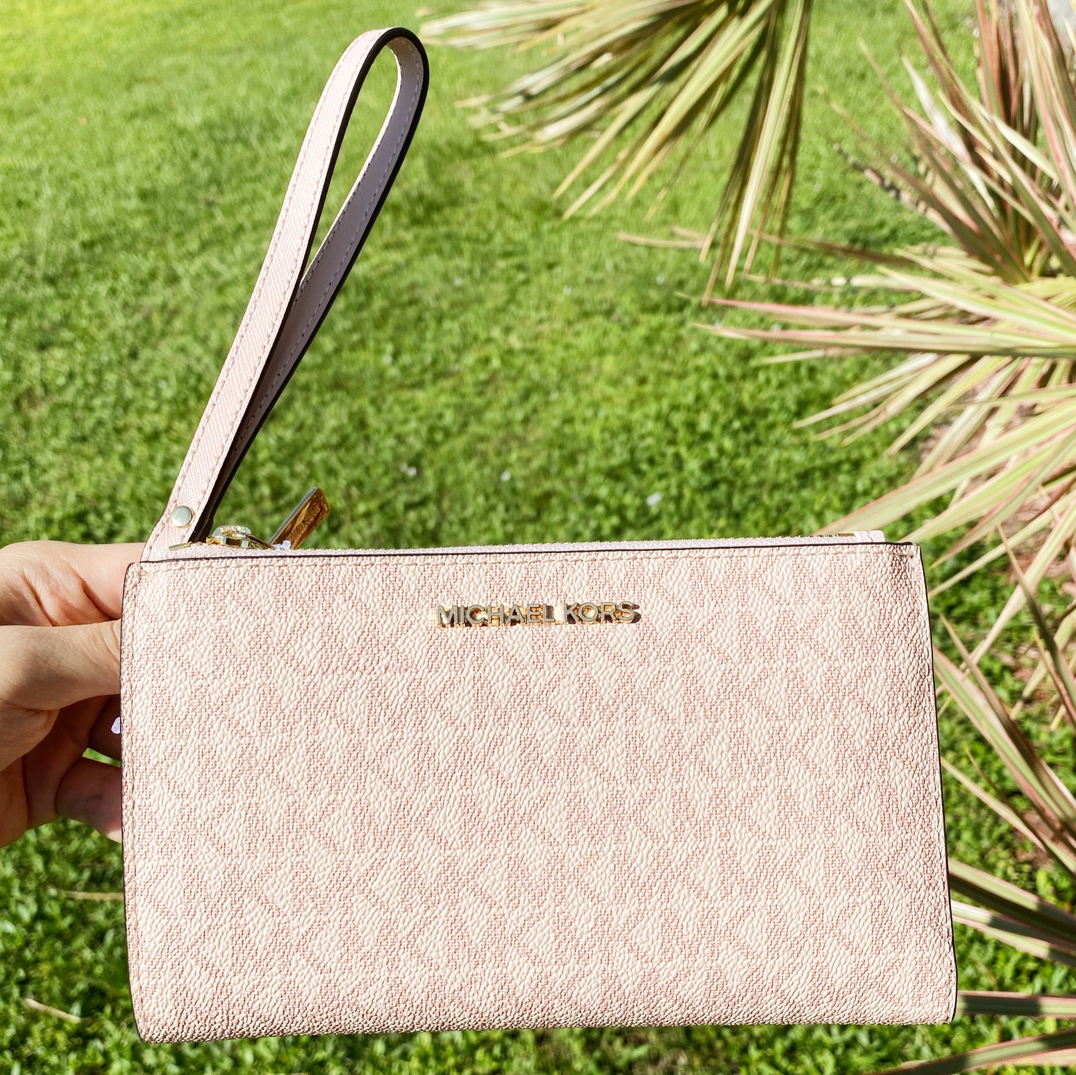 Michael Kors Jet Set Travel Double Zip Wristlet Ballet Pink MK