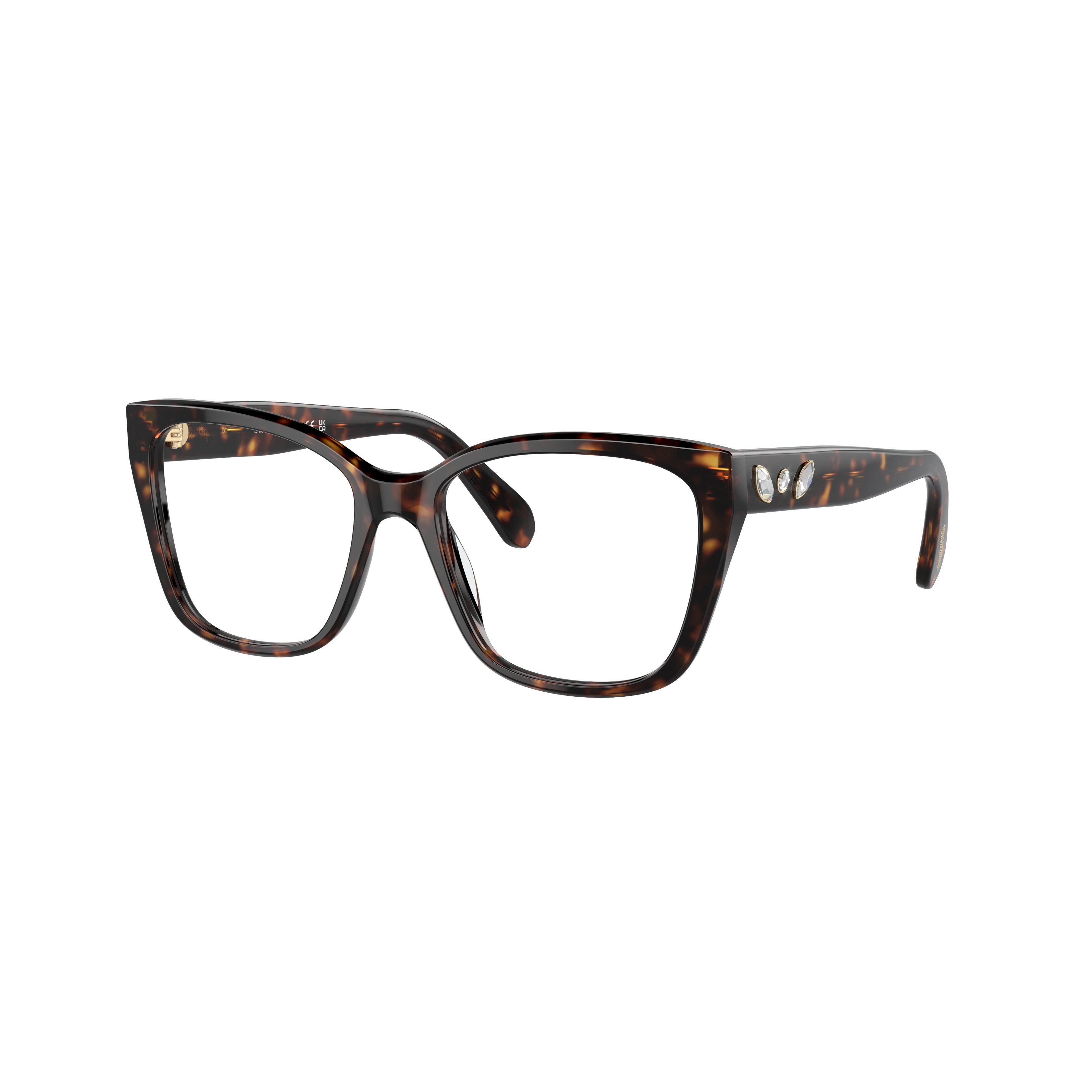 0Sk2008 Oversized Square Tortoiseshell Eyeglasses with Crystal Accents