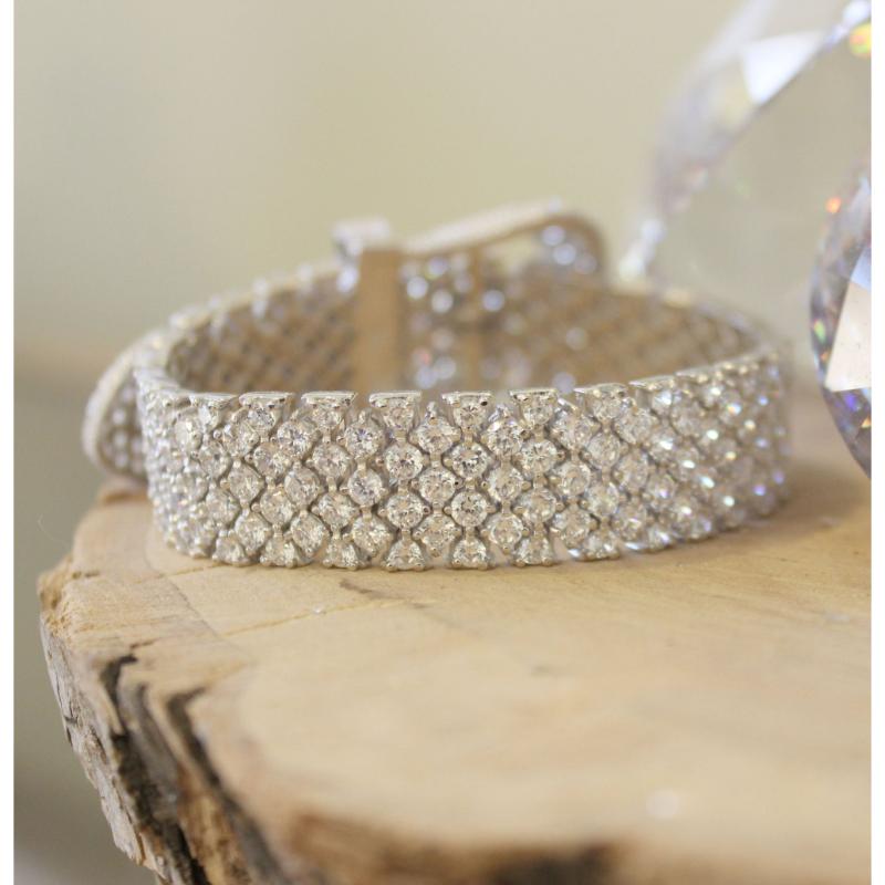 Rhodium 925 Sterling Silver Bracelet with AAA Grade CZ in Clear