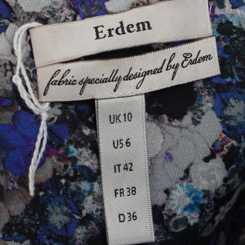 Erdem Floral Print Midi Dress in Blue Viscose