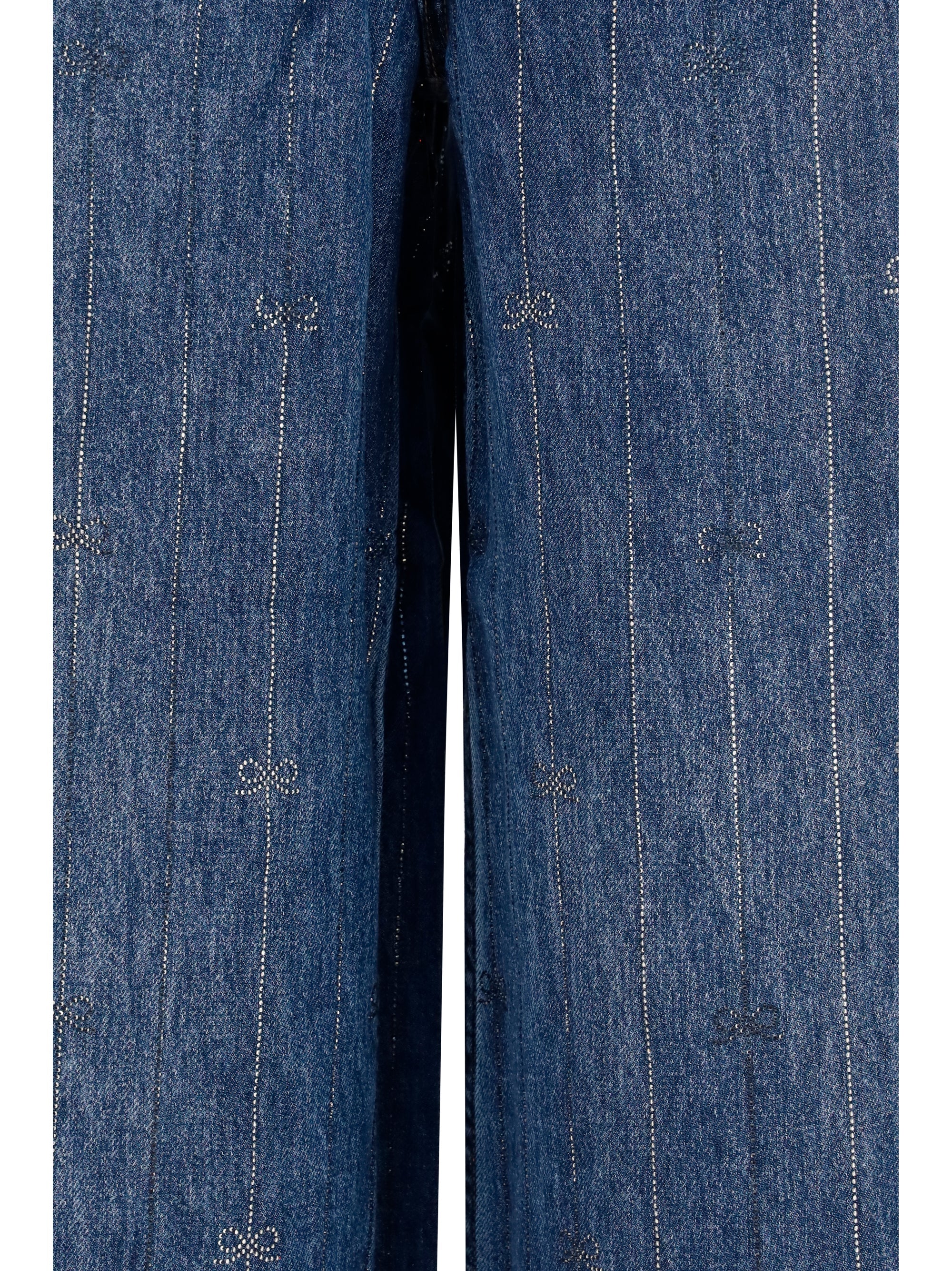 Self-Portrait Women Crystal-Striped Jeans