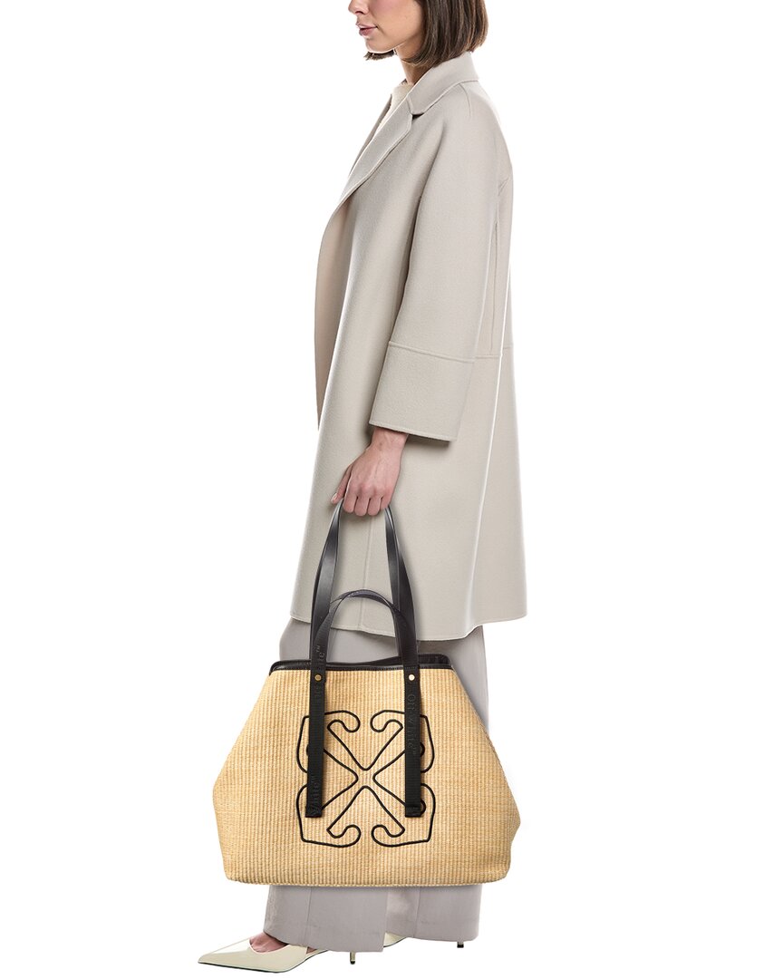 Off-White East West Large Straw & Leather Tote
