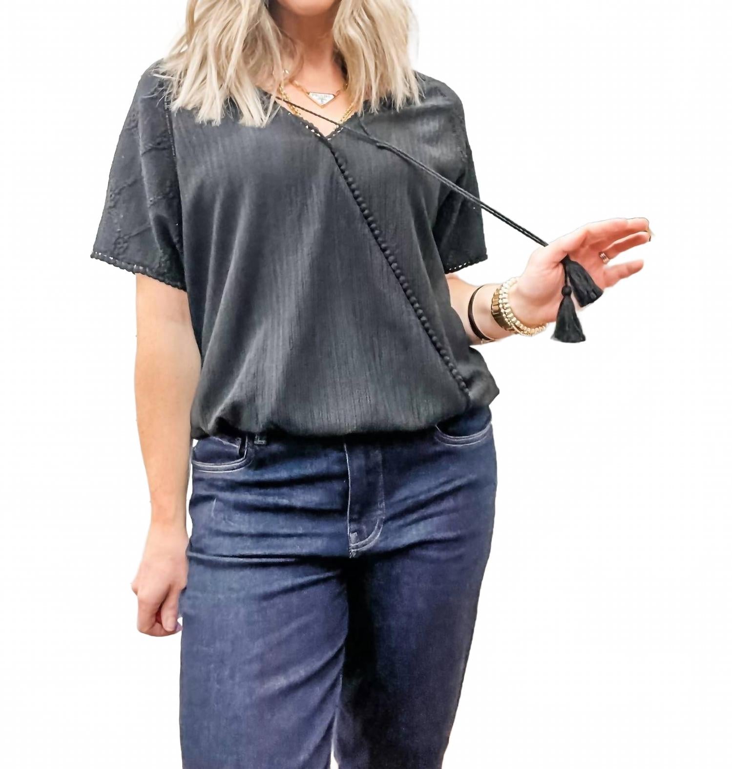 Reversible Short Sleeve Top In Black