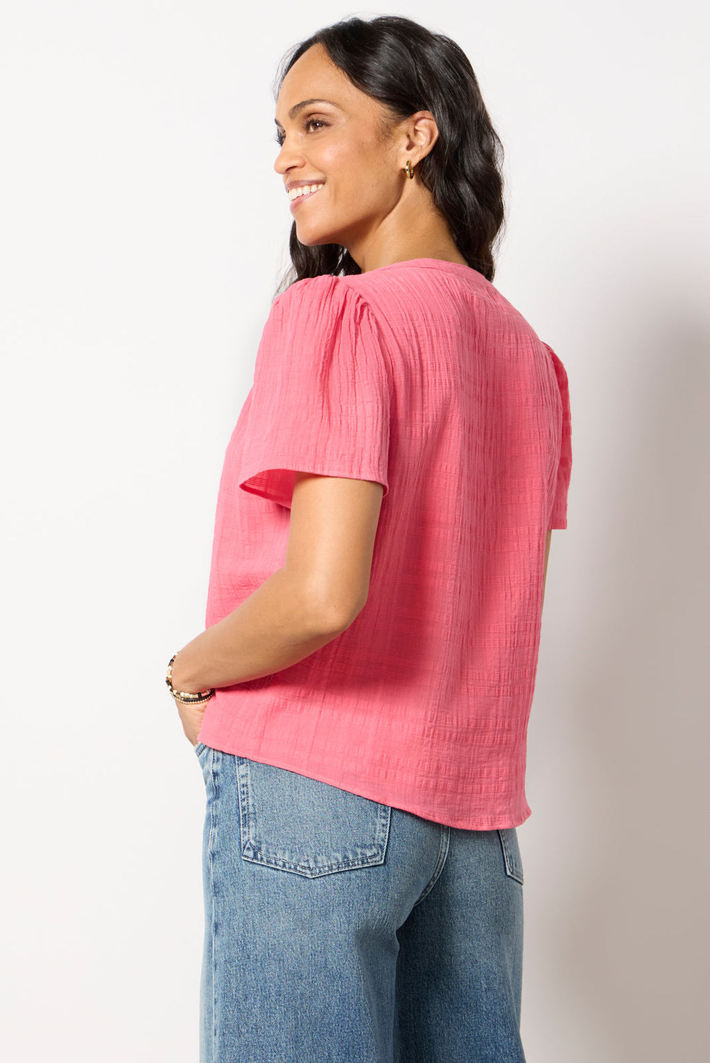 Women's Shelby Textured Split Neck Top