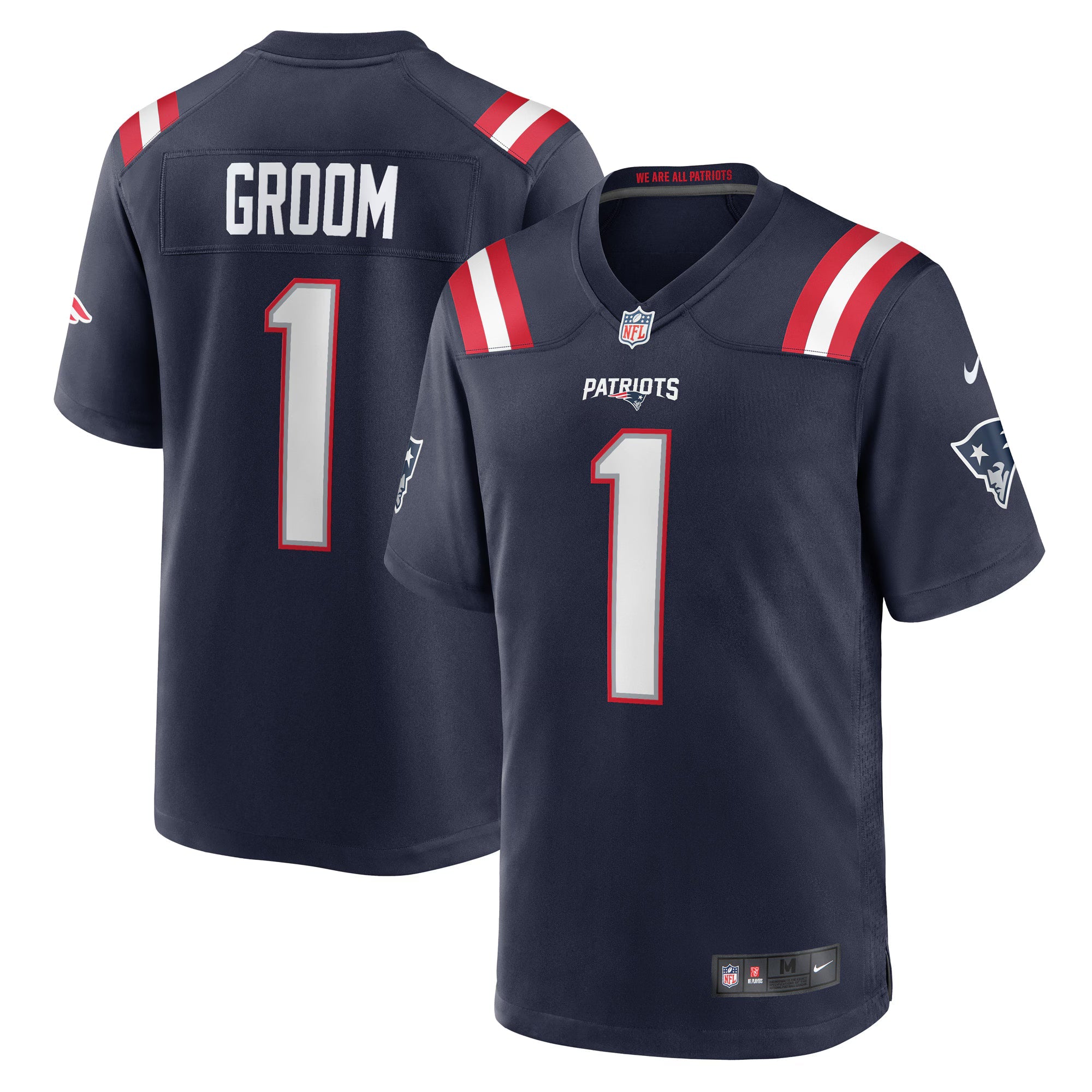 New England Patriots Number 1 Groom Navy Game Jersey